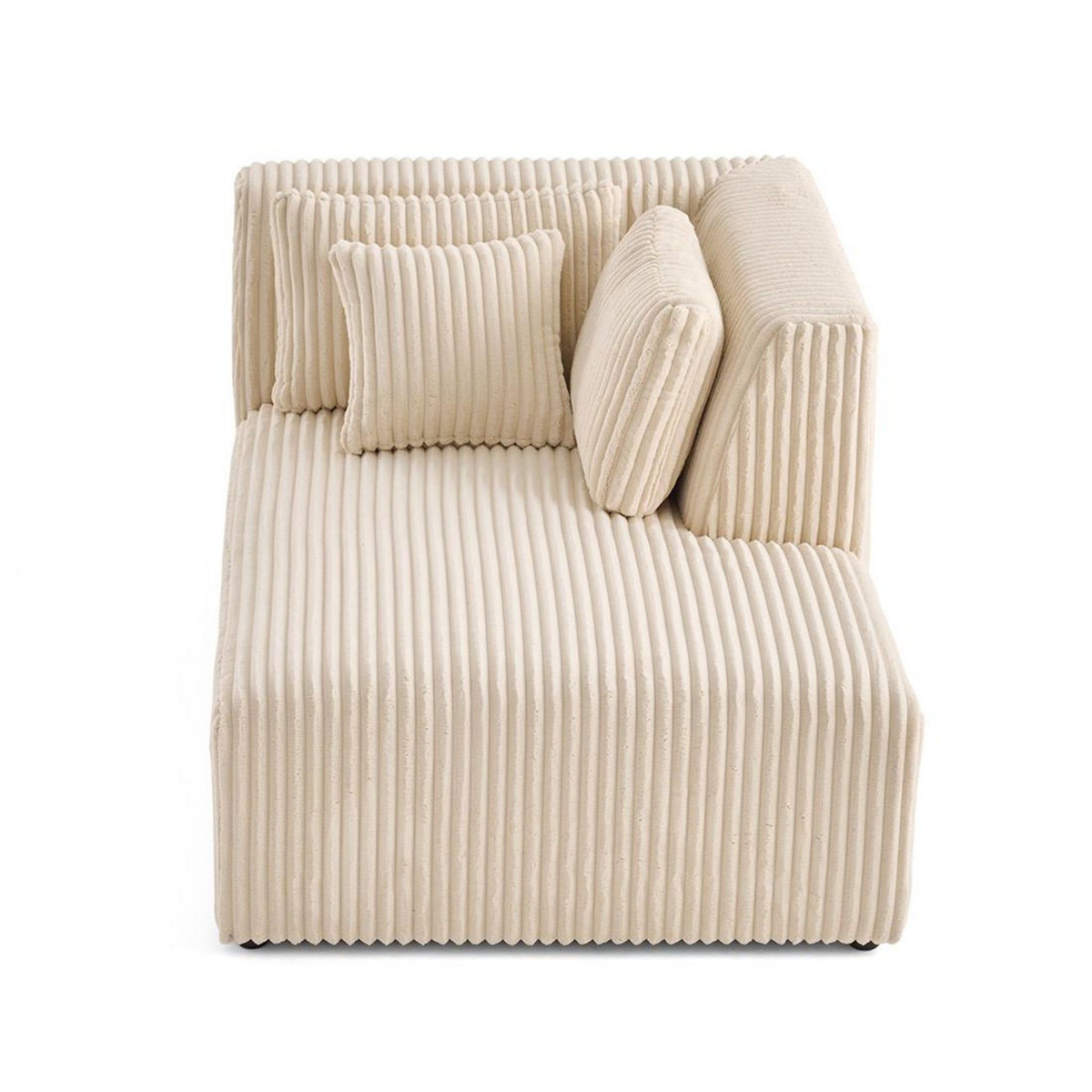 LISA DESIGN Victoire - module d'assise méridienne droit en velours côtelé grosses côtes