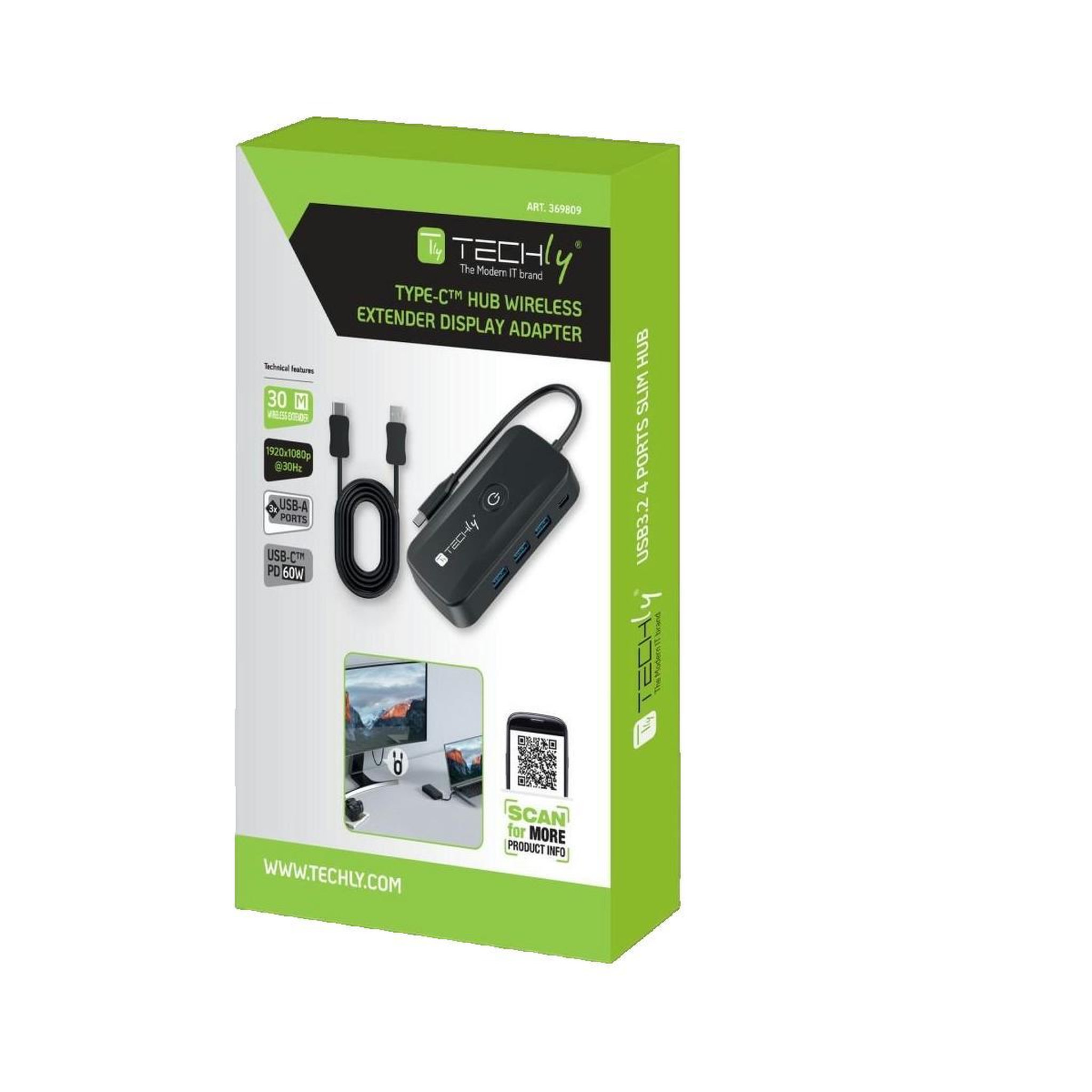 Voir la diapositive 2 : TECHLY Adaptateur vidéo Techly modèle X sans fil USB-C 1080p