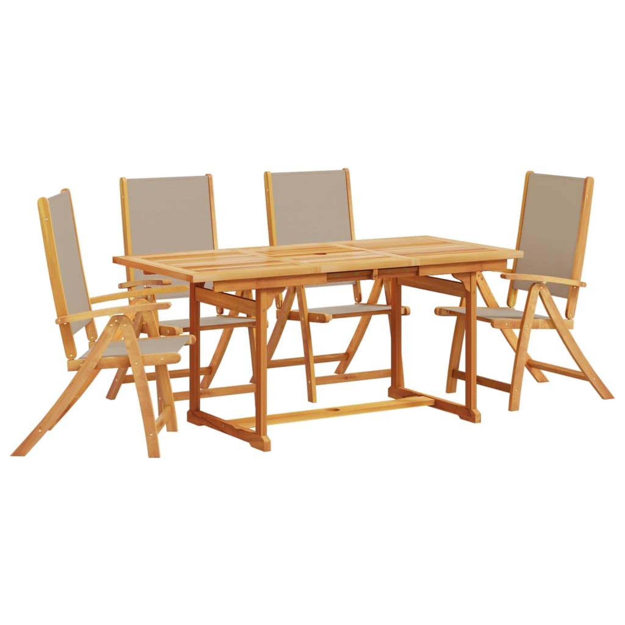 Voir la diapositive 2 : VIDAXL Ensemble a manger de jardin 5pcs bois d'acacia solide textilene