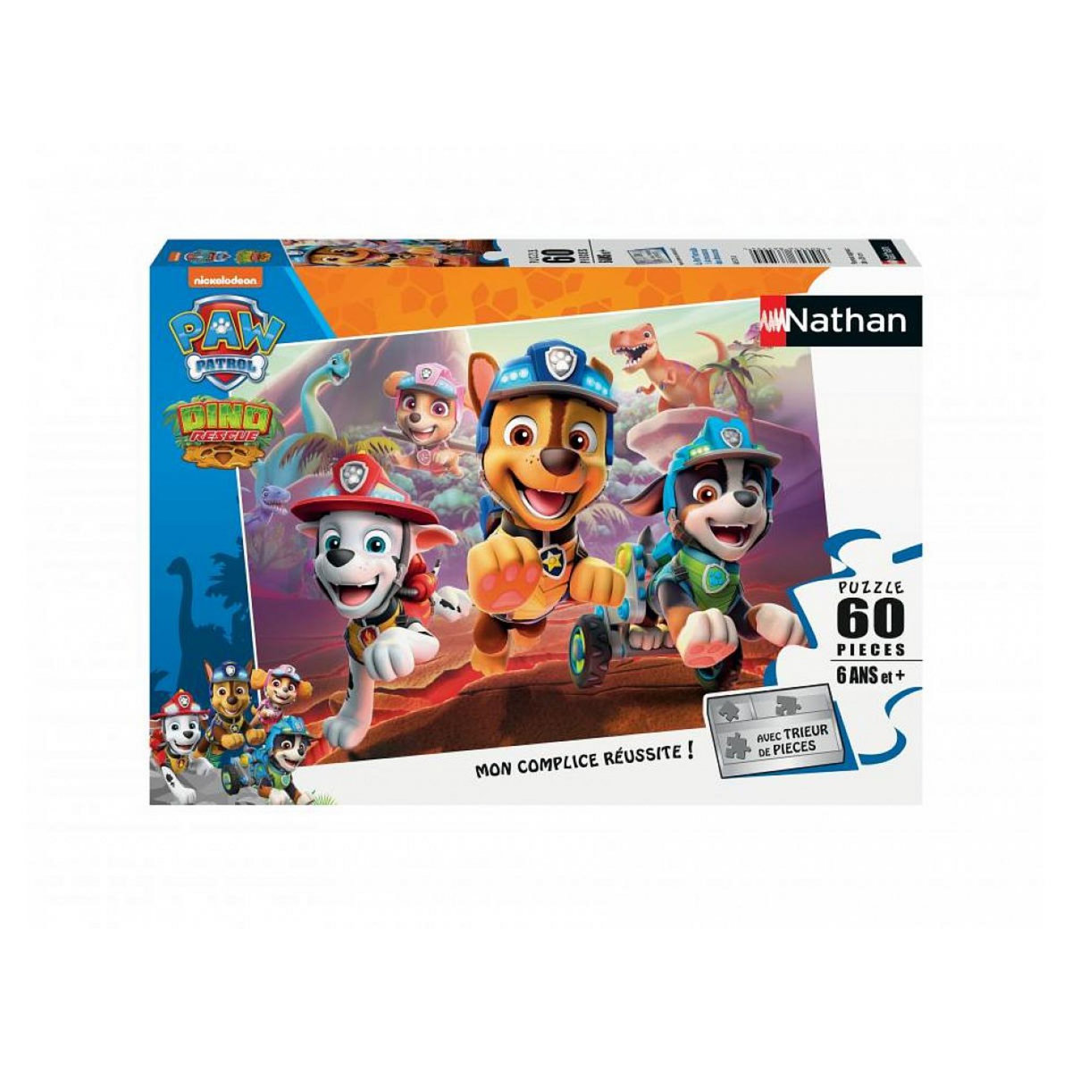 Nathan Puzzle 60 p - la Pat'Patrouille a la rescousse des dinosaures