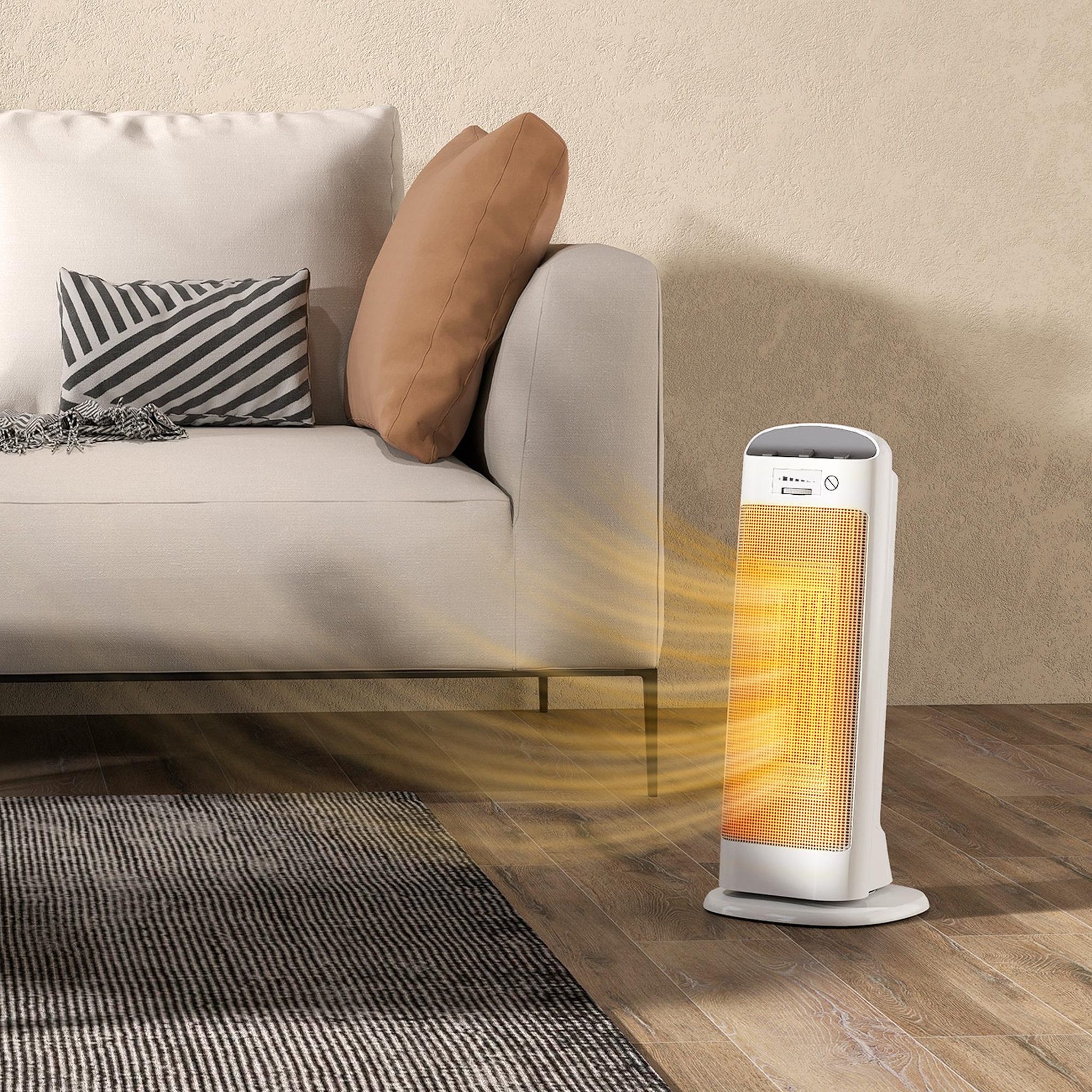 Voir la diapositive 2 : HOMCOM Radiateur électrique céramique PTC - chauffage soufflant oscillant 700/1300/2000W - 4 modes, thermostat - blanc