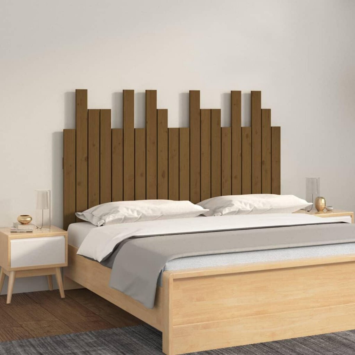 VIDAXL Tete de lit murale Marron miel 127,5x3x80 cm Bois massif de pin