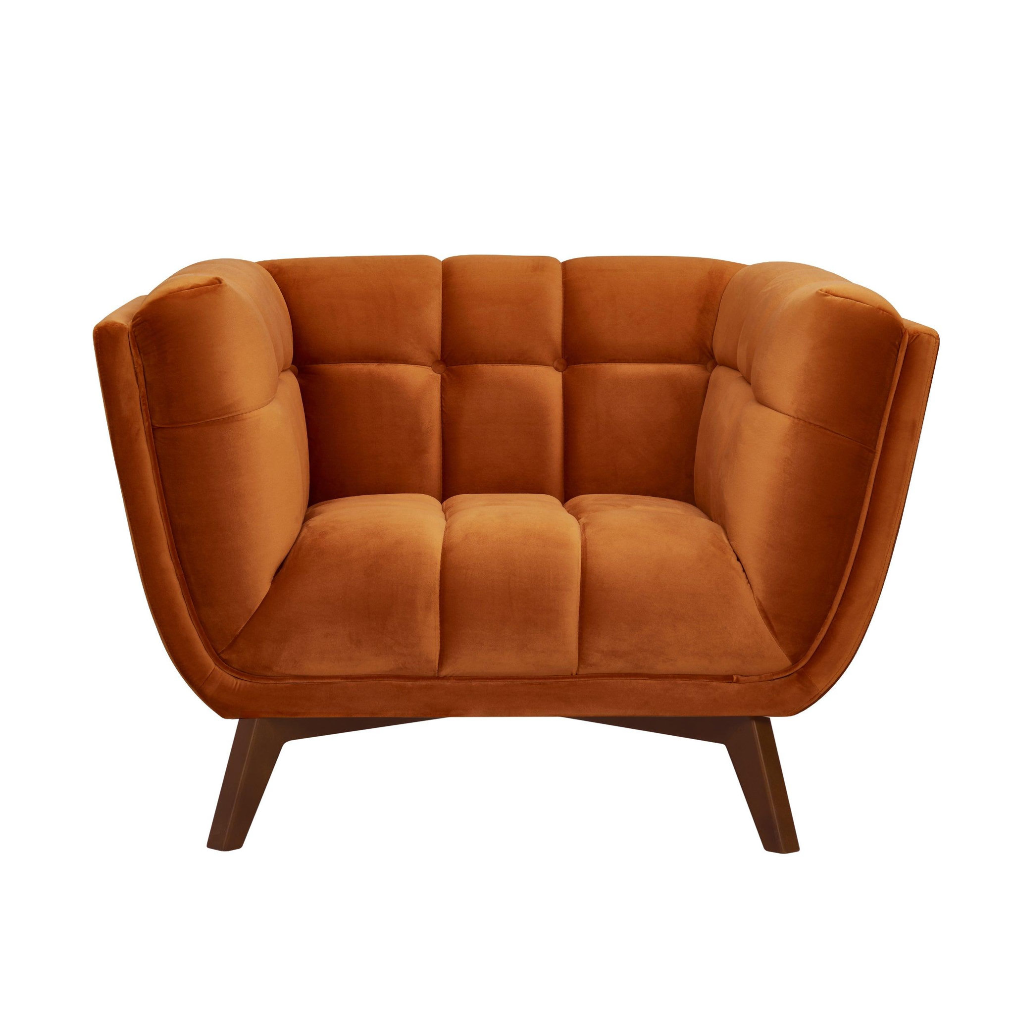 MAISON PAVANE Fauteuil en velours orange curcuma-Mona