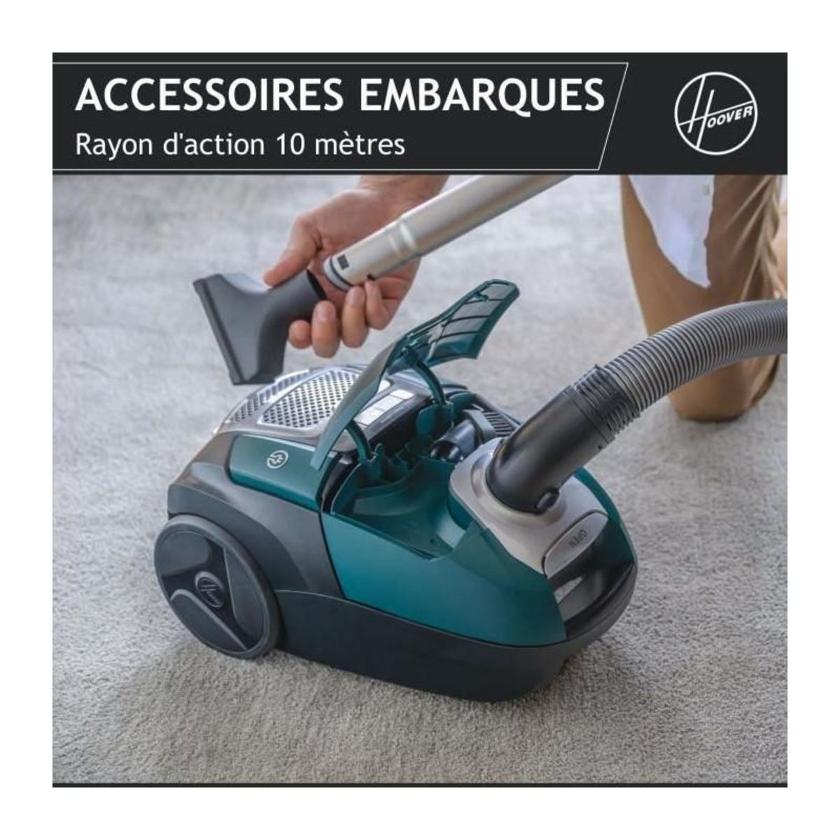HOOVER HOOVER HE530ALG Aspirateur traîneau avec sac, Puissant 850 W, Silencieux 69db, Grande Capacité 3,5L Special Allergie & Poils A