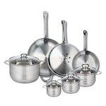 ELO Ensemble de 3 Poêles de cuisson 24, 28 et 32 cm et 4 faitouts 12, 14, 16 et 24 cm Elo Profi Brillant