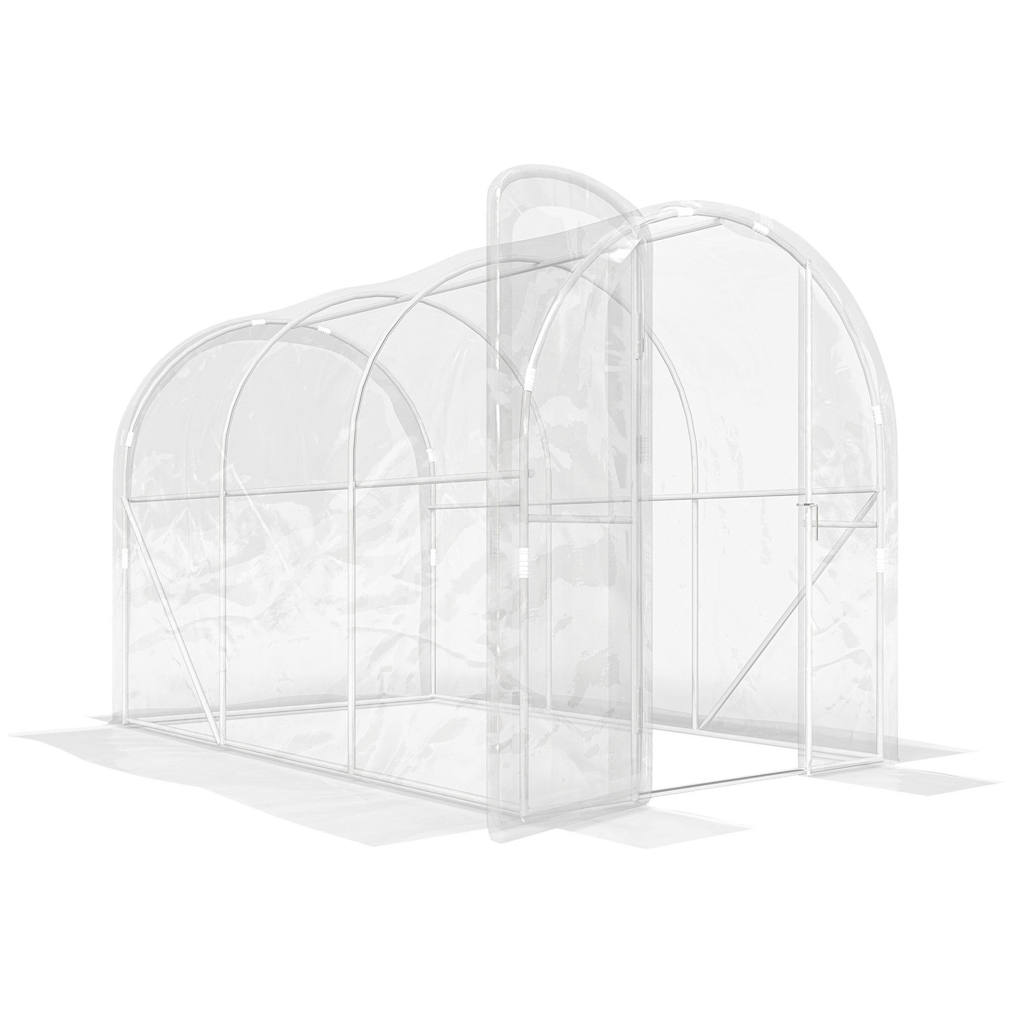 OUTSUNNY Serre tunnel de jardin 6 m² - 3 x 2 x 2 m - porte - acier galvanisé pe 150 g/m² transparent