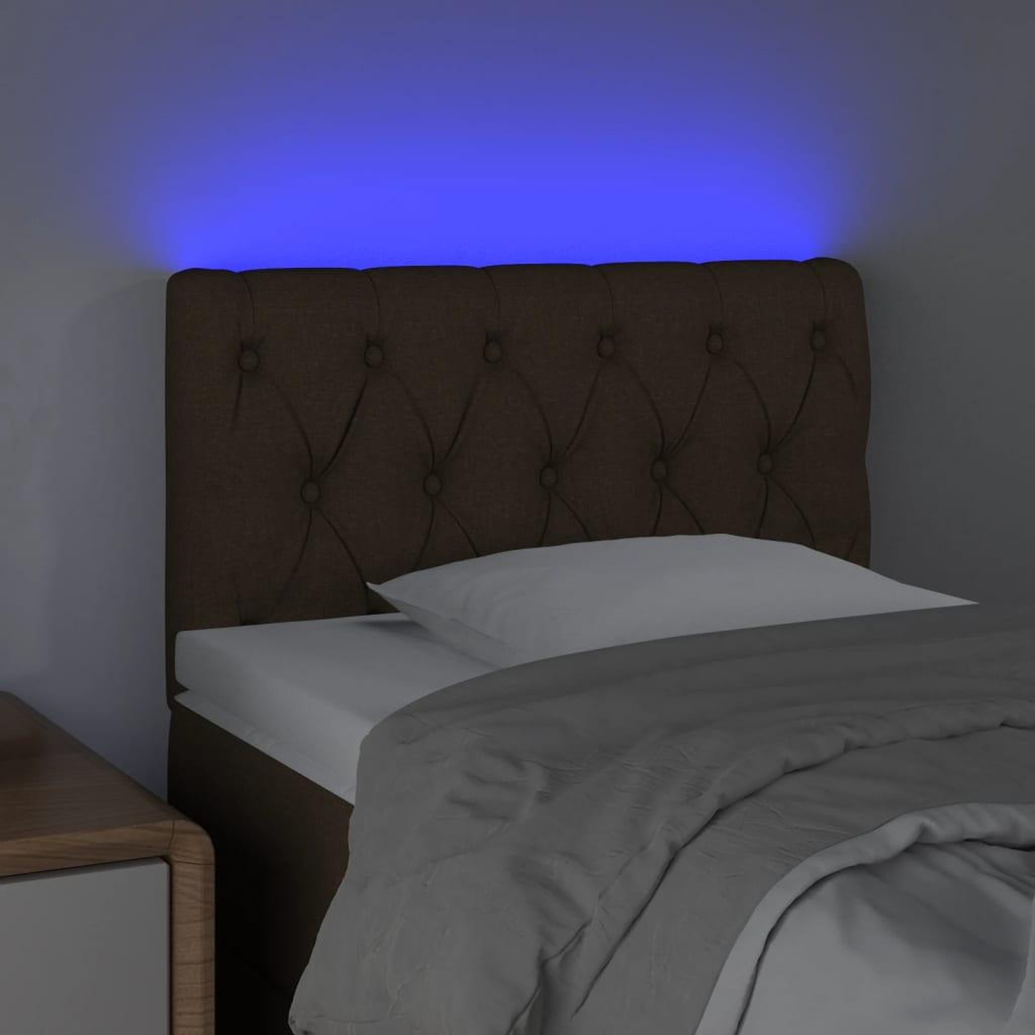 Voir la diapositive 3 : VIDAXL Tete de lit a LED Marron fonce 80x7x78/88 cm Tissu
