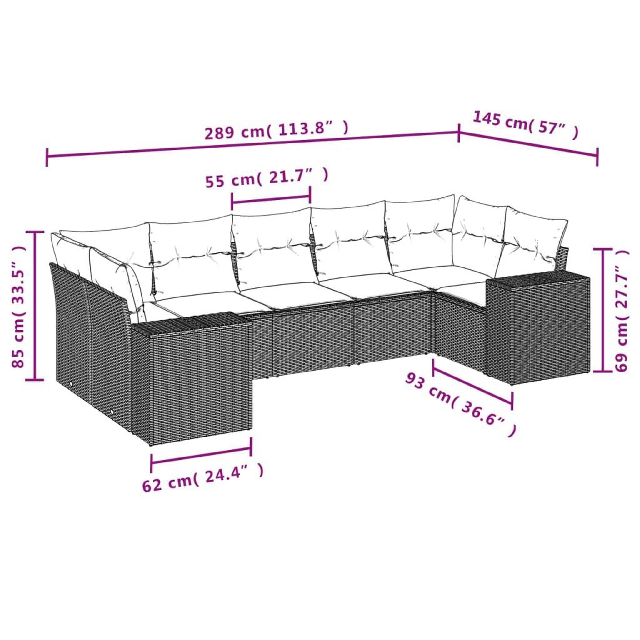 Voir la diapositive 3 : VIDAXL Salon de jardin 7 pcs avec coussins noir resine tressee