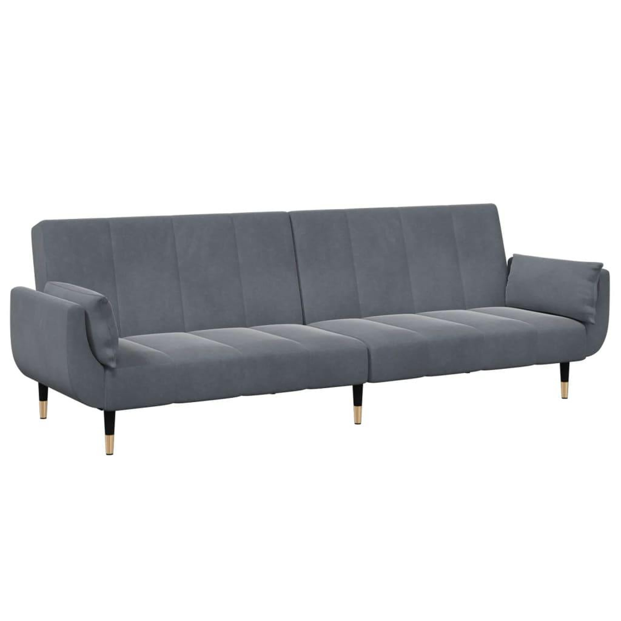 Voir la diapositive 4 : VIDAXL Canape-lit a 2 places avec repose-pied gris fonce velours