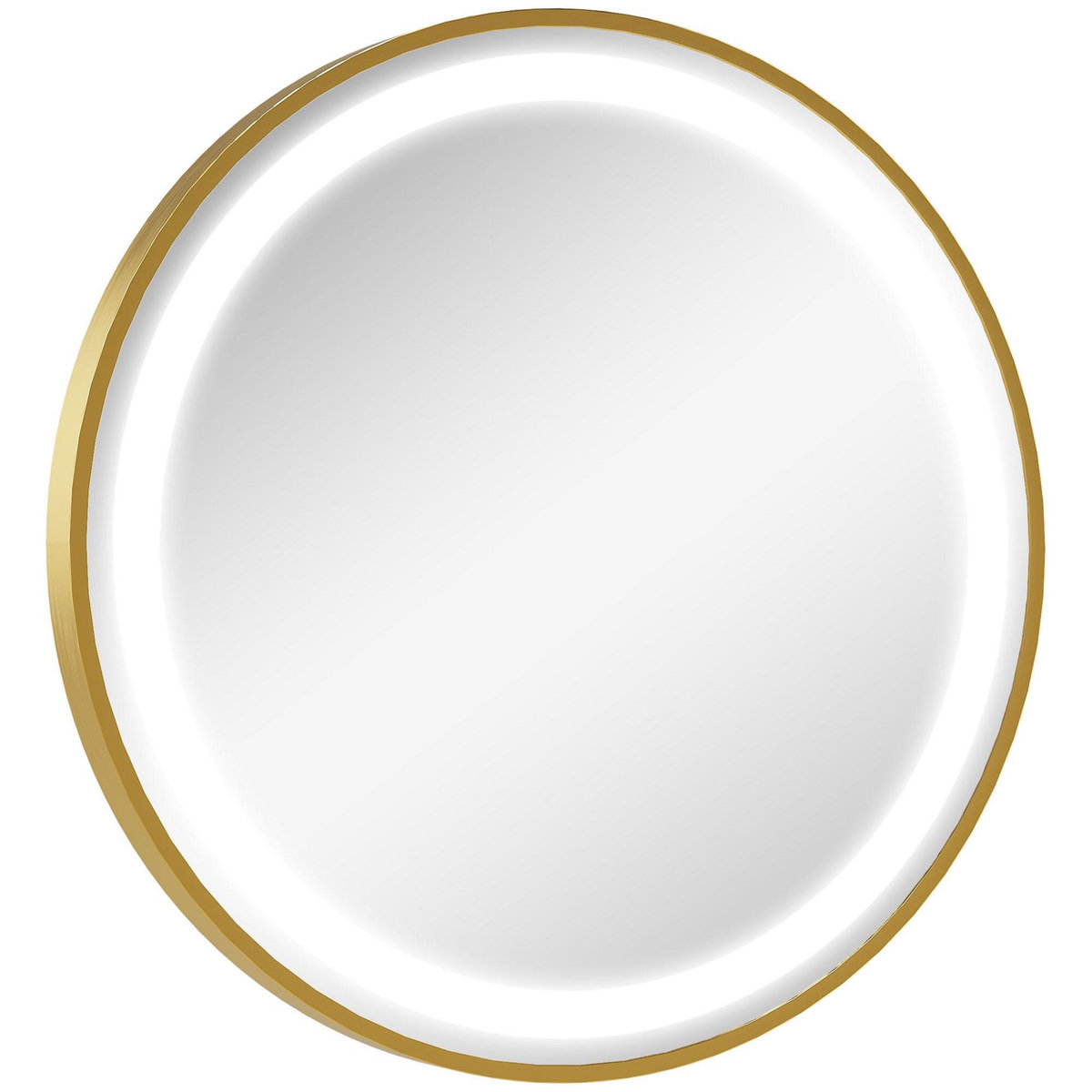 KLEANKIN Miroir rond LED tactile salle de bain dia. 60 cm - 3 couleurs température, affichage heure - alu doré