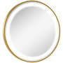 Voir la diapositive 1 : KLEANKIN Miroir rond LED tactile salle de bain dia. 60 cm - 3 couleurs température, affichage heure - alu doré