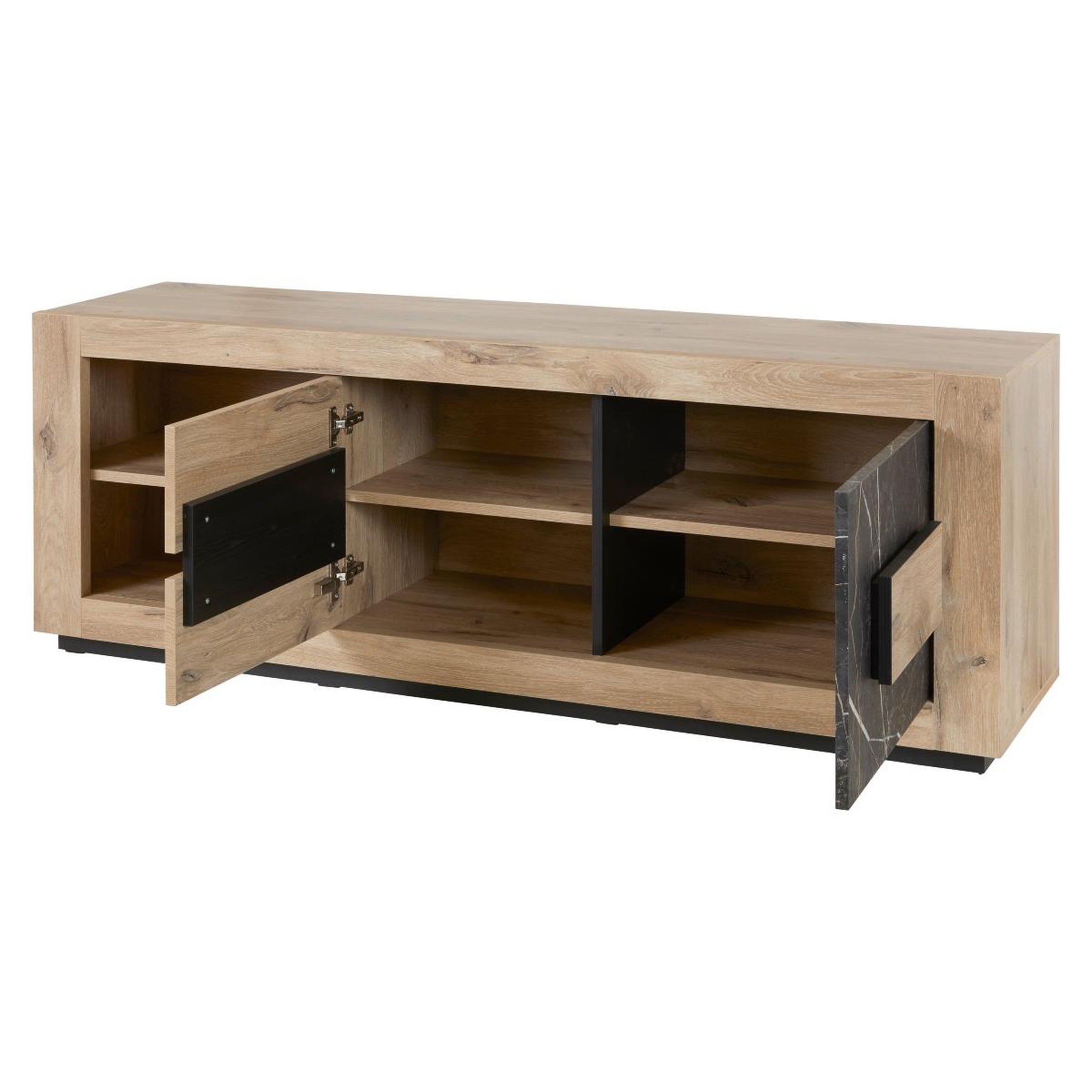 Voir la diapositive 4 : JLC KREATION Meuble tv moderne en bois 2 portes-2 niches racha