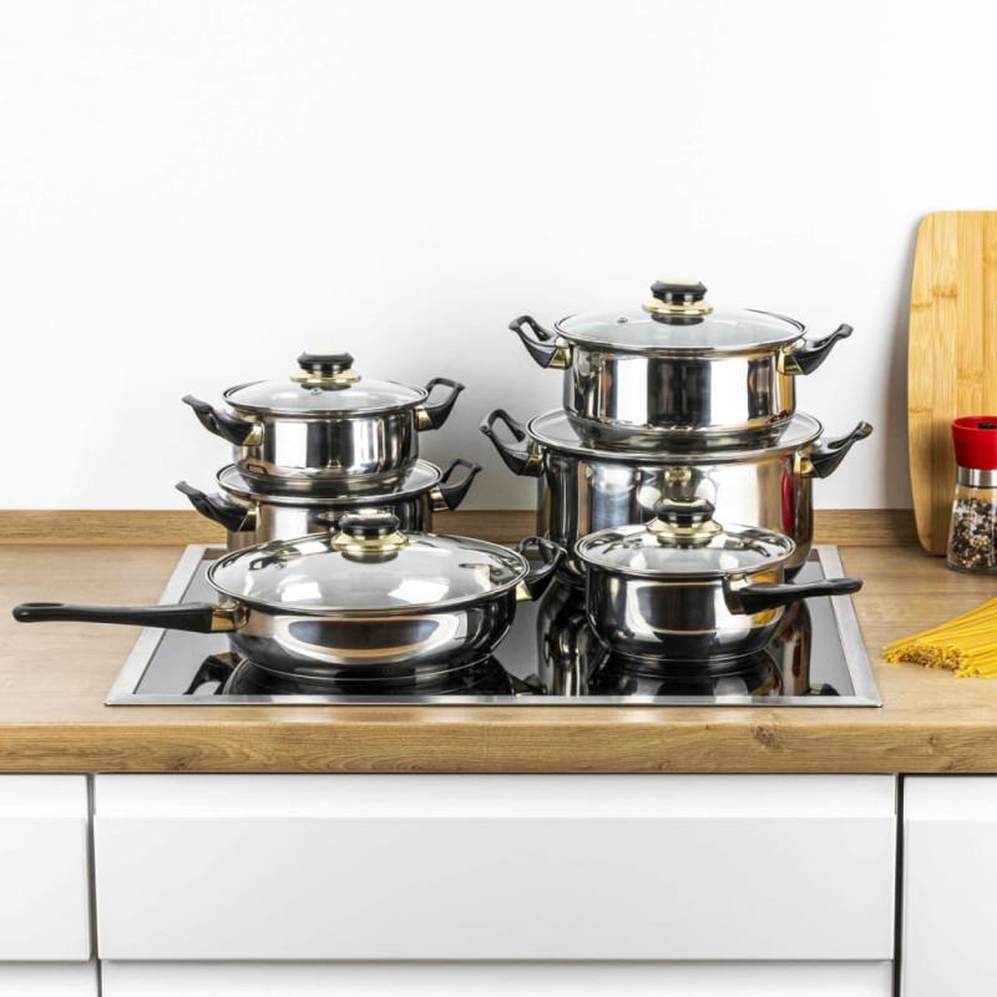 Voir la diapositive 4 : HI HI Ensemble d ustensiles de cuisine 12 pcs Acier inoxydable