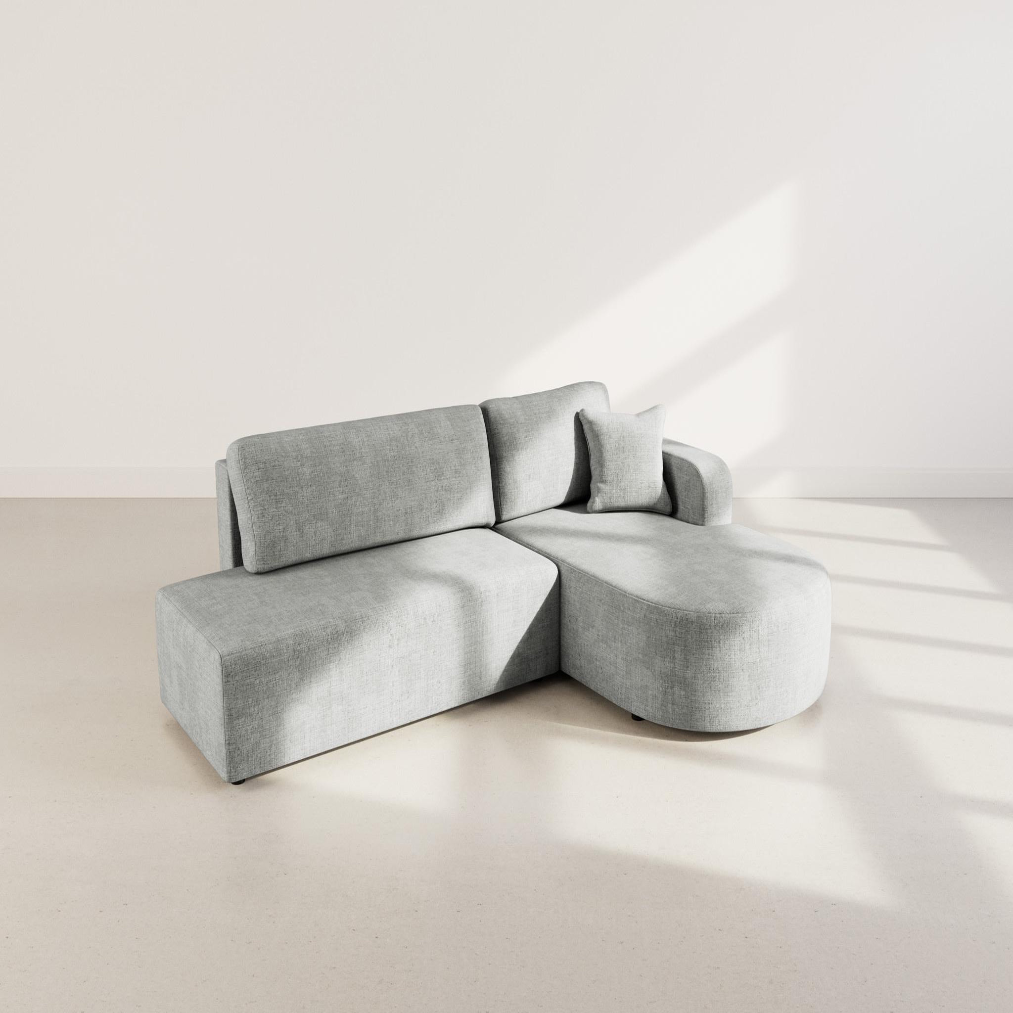 Voir la diapositive 6 : BEST MOBILIER Miro - canapé d'angle droit 4 places convertible avec coffre en velours texturé