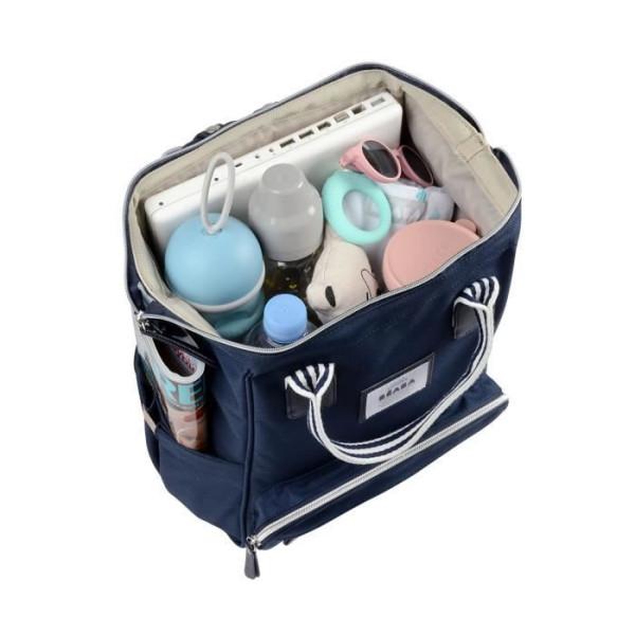 Voir la diapositive 3 : MARKET24 BEABA Sac a Dos a Langer pour Bébé Wellington, Grande capacité de rangement, Tapis a langer inclus, Grande ouverture, Bleu