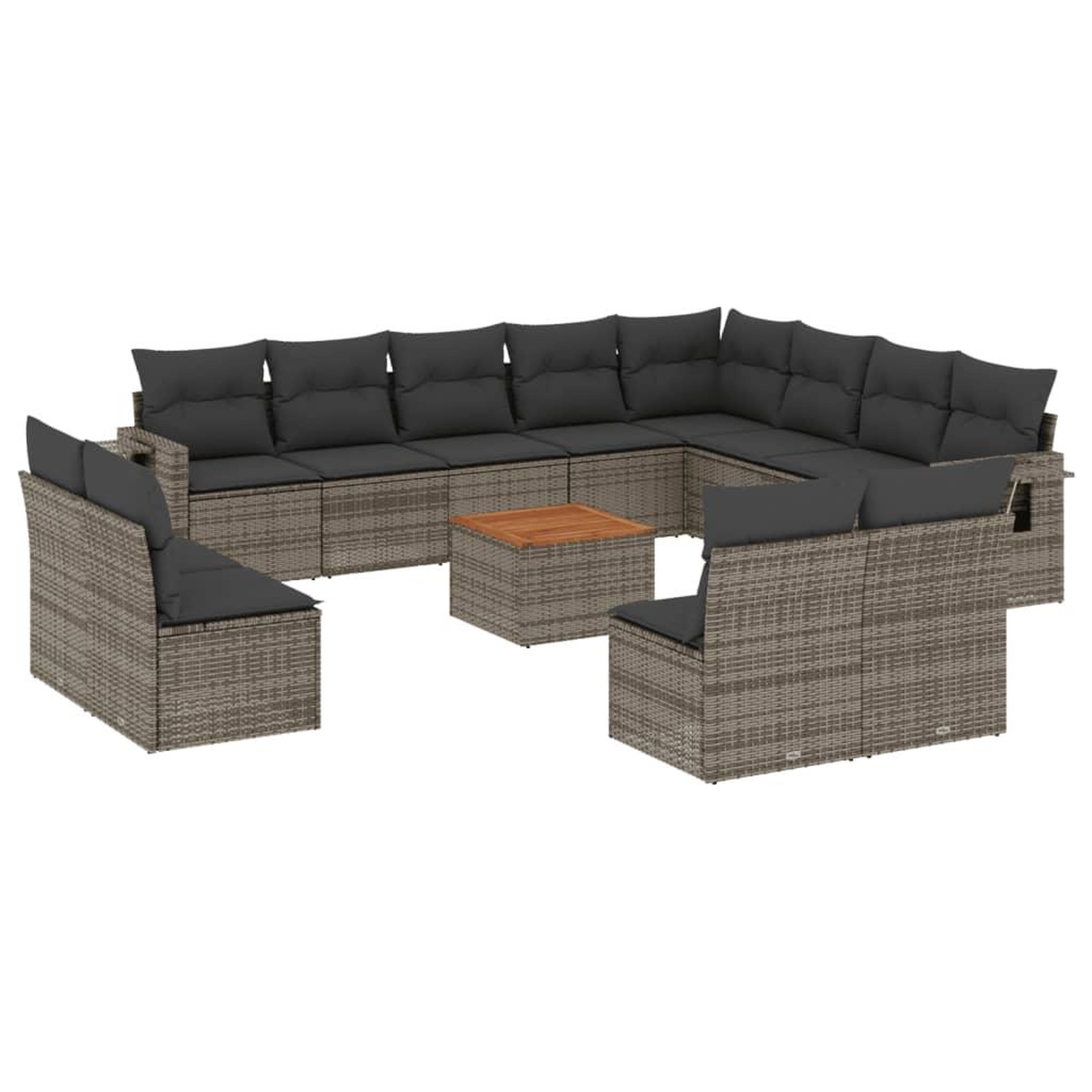 Voir la diapositive 2 : VIDAXL Salon de jardin avec coussins 13 pcs gris resine tressee