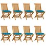 Voir la diapositive 1 : VIDAXL Chaises de jardin avec coussins bleu clair lot de 8 Teck massif