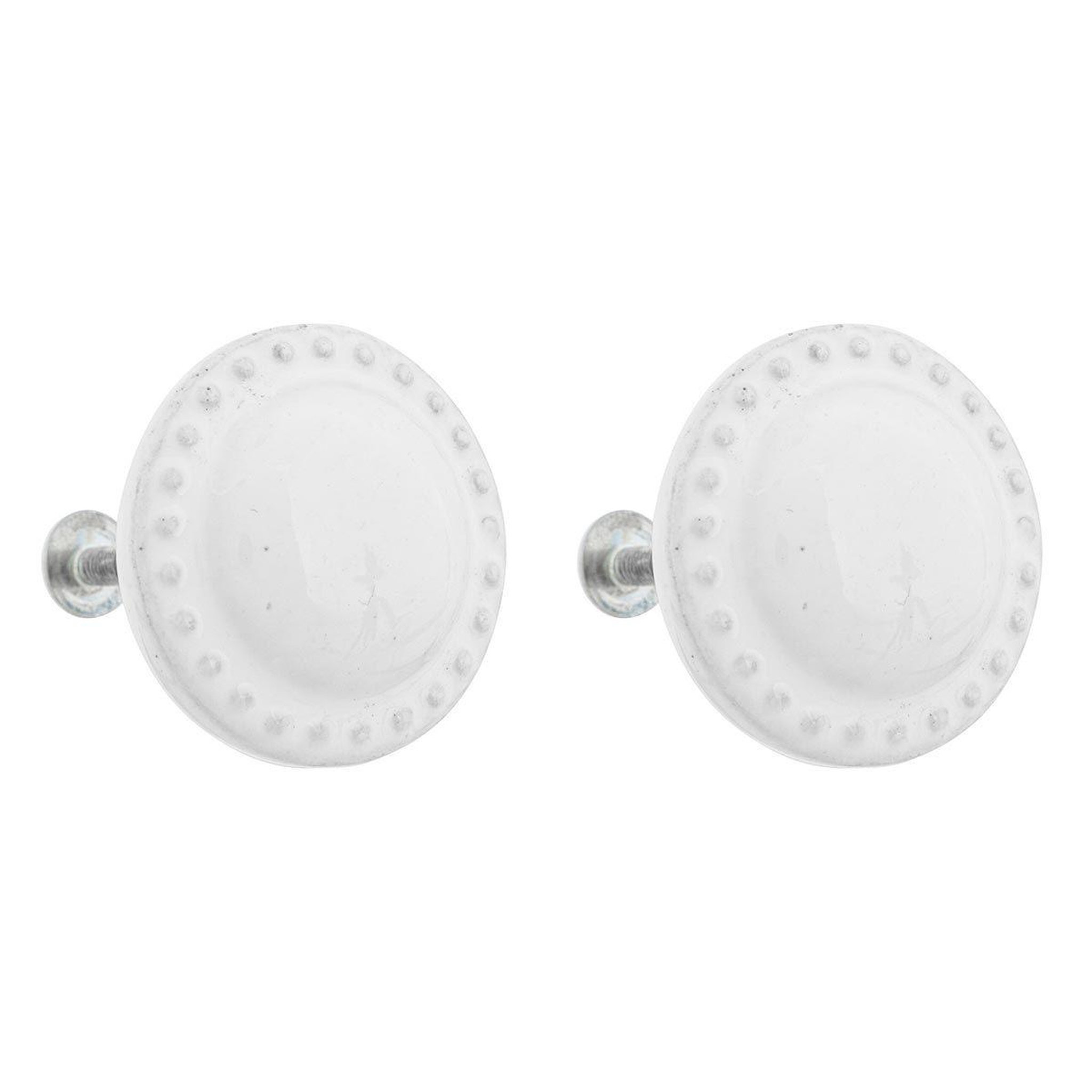 ATMOSPHERA Lot de 2 boutons de meuble  barbara  4cm blanc