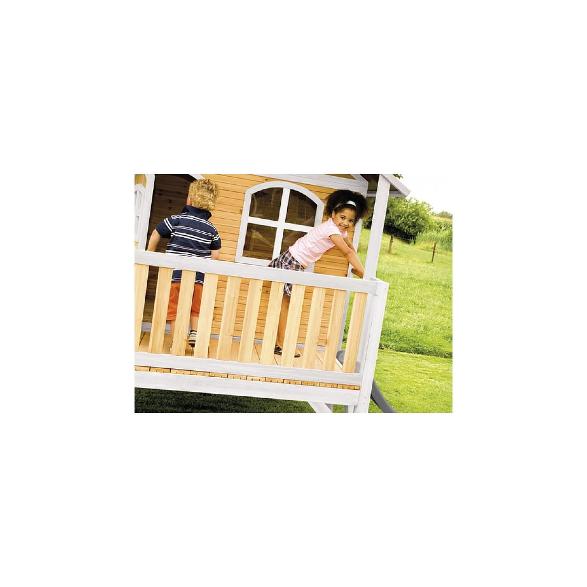 Axi House AXI Classic Stef Maisonnette marron blanc Toboggan Gris