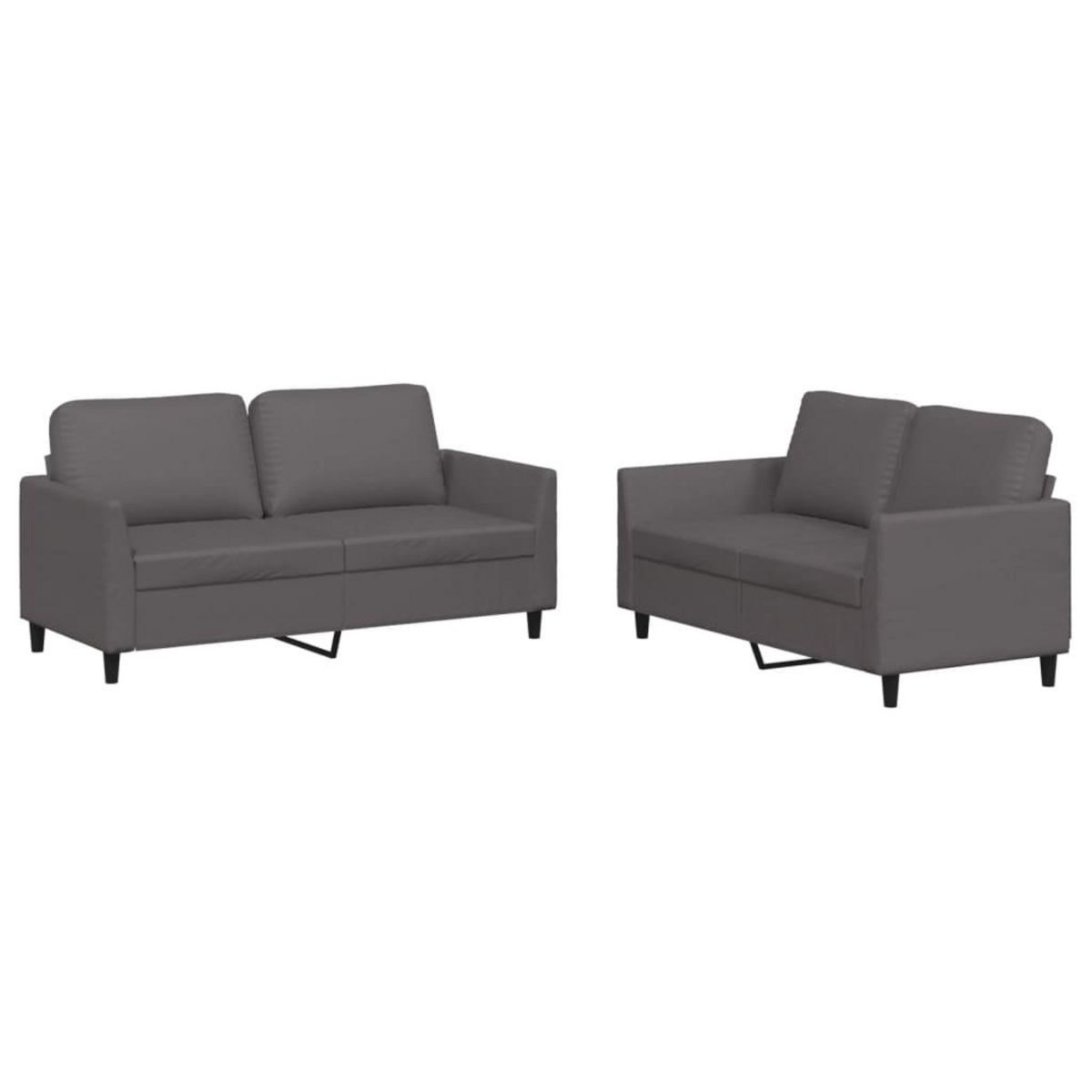 VIDAXL Ensemble de canapes 2 pcs avec coussins Gris Similicuir