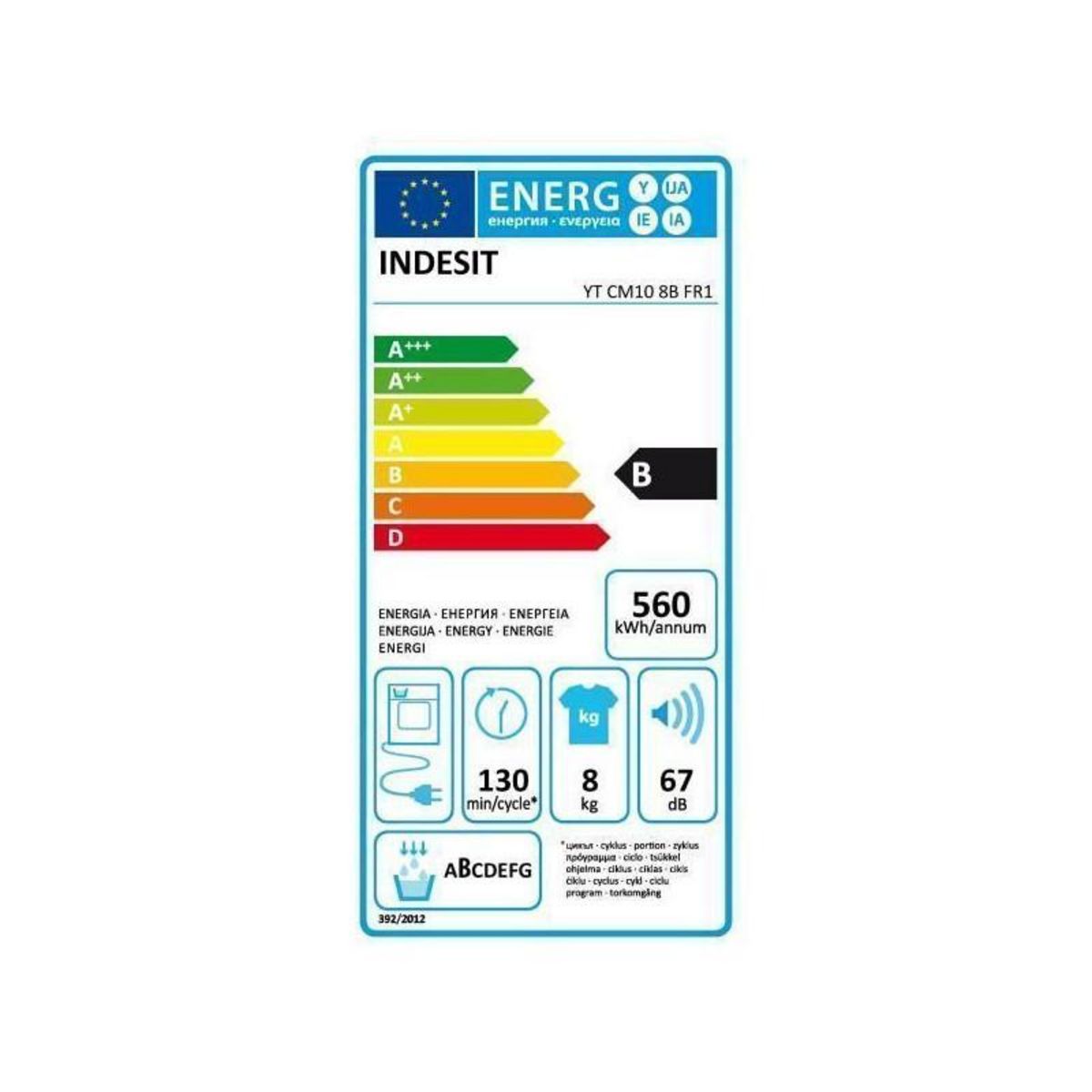 Indesit Sèche-linge à condensation 60cm 8kg blanc - ytcm108bfr1