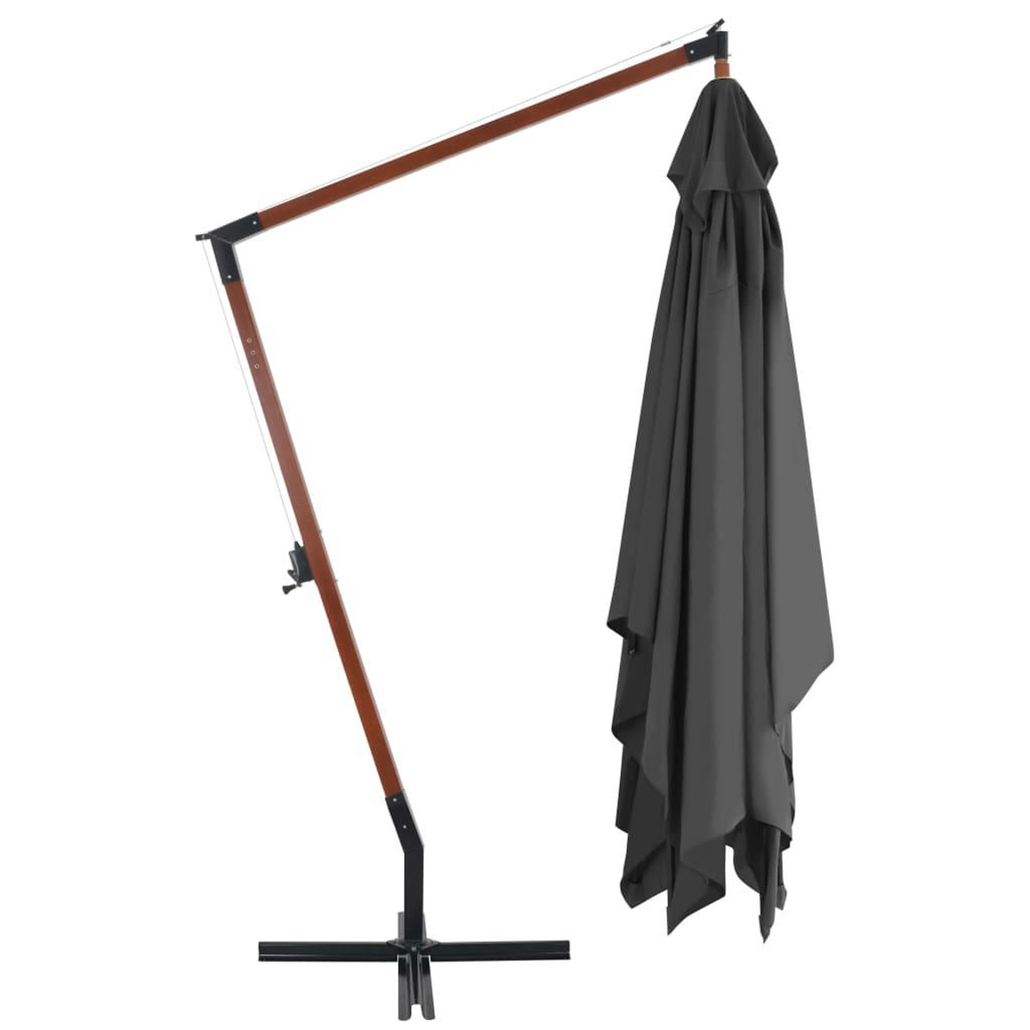 Voir la diapositive 3 : VIDAXL Parasol de jardin en porte-a-faux avec mat en bois anthracite