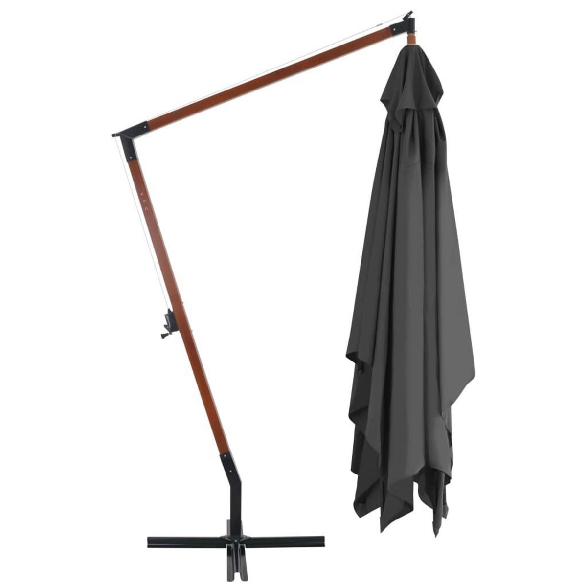 VIDAXL Parasol de jardin en porte-a-faux avec mat en bois anthracite