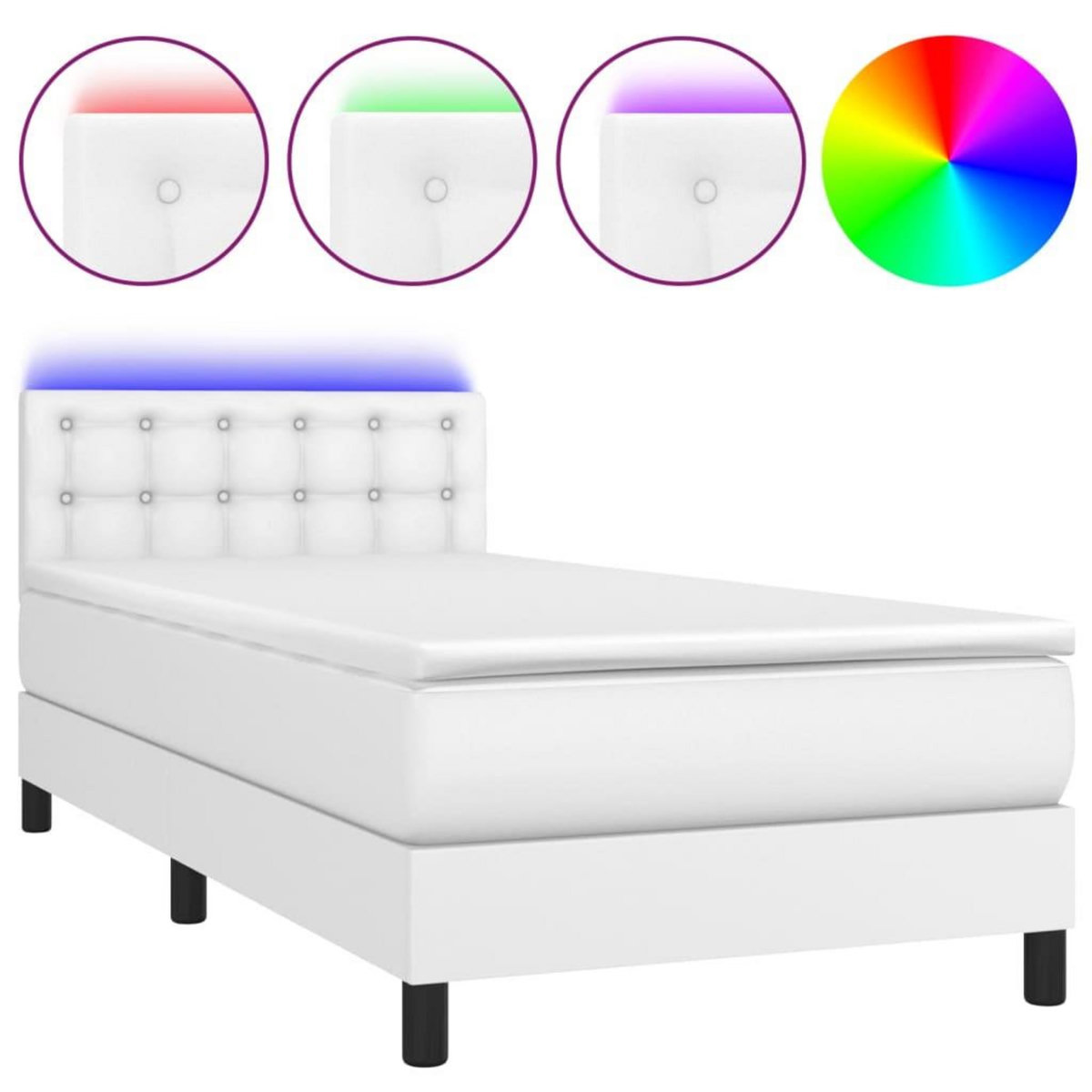 VIDAXL Sommier a lattes de lit avec matelas et LED Blanc 80x200 cm