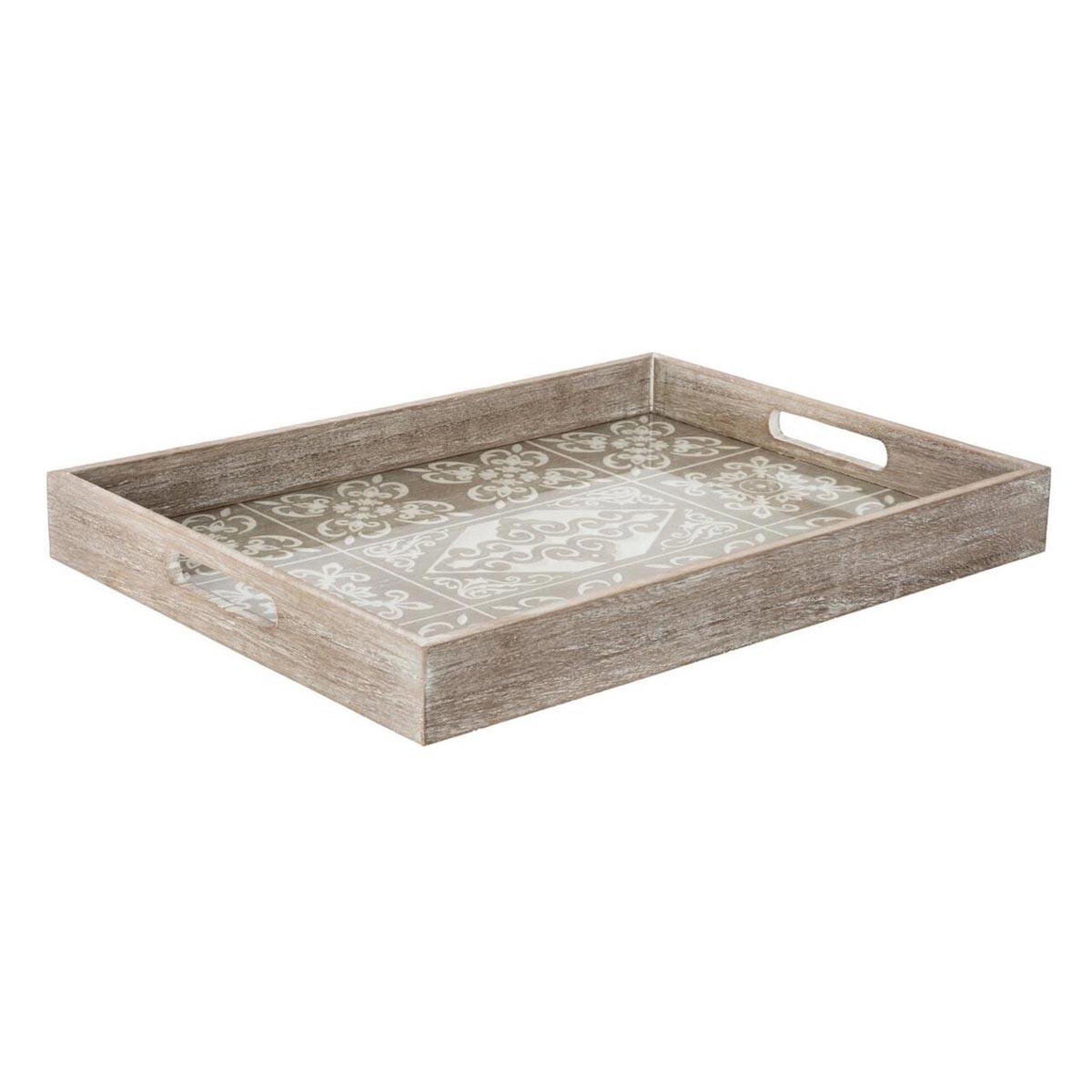 ATMOSPHERA Plateau de service à motifs  eté  40cm naturel