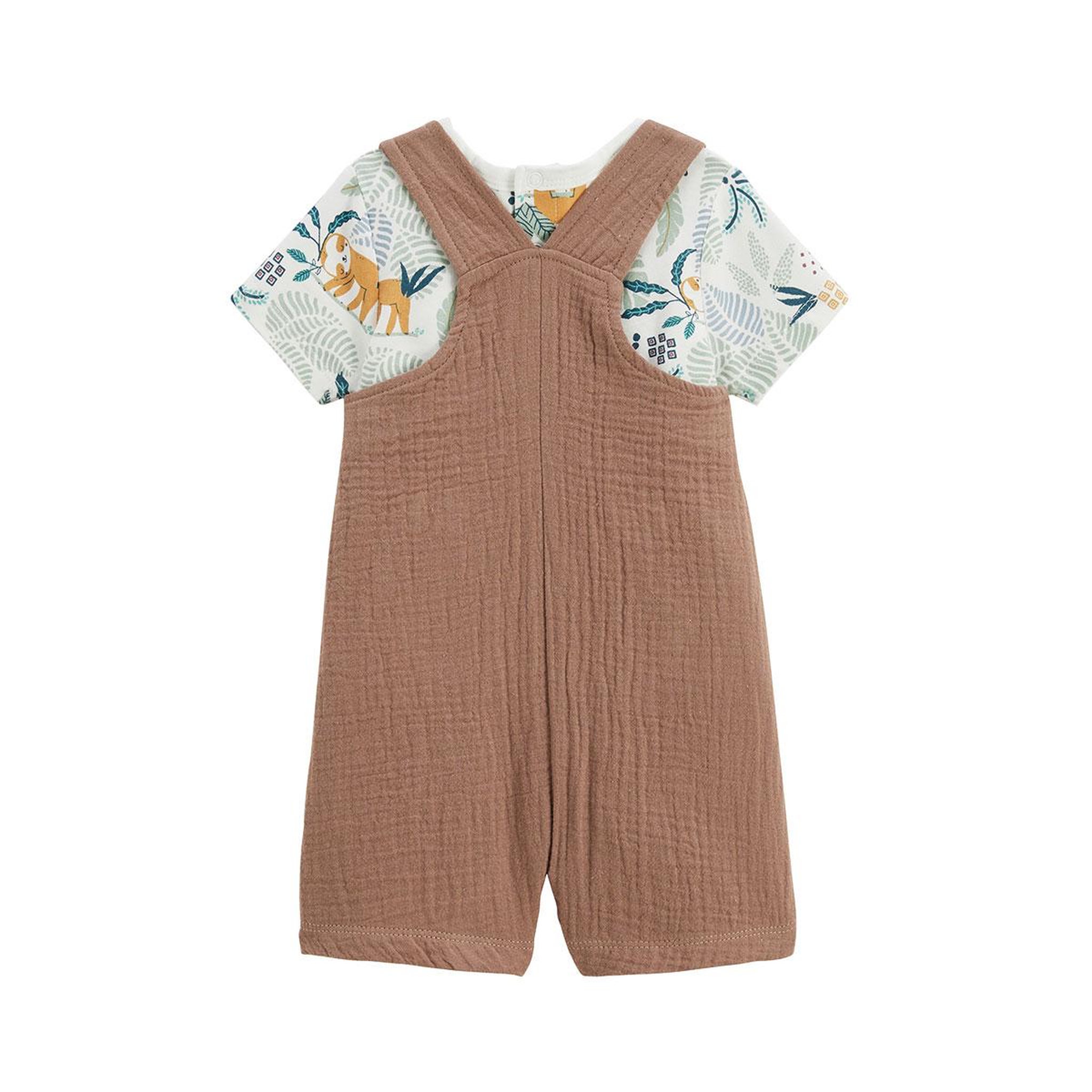Voir la diapositive 2 : Petit Béguin Ensemble salopette bébé en gaze de coton et t-shirt baroudeur