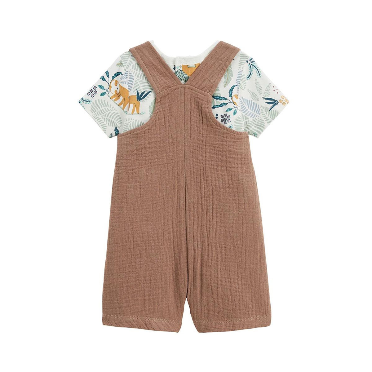 Petit Béguin Ensemble salopette bébé en gaze de coton et t-shirt Baroudeur