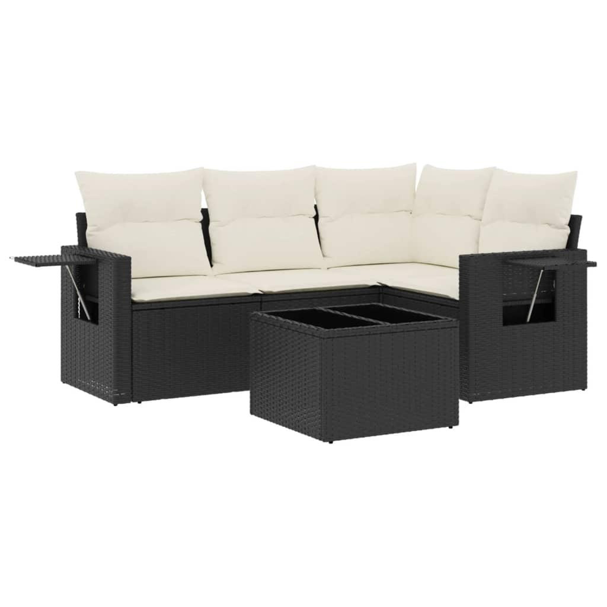 Voir la diapositive 2 : VIDAXL Salon de jardin 5 pcs avec coussins noir resine tressee