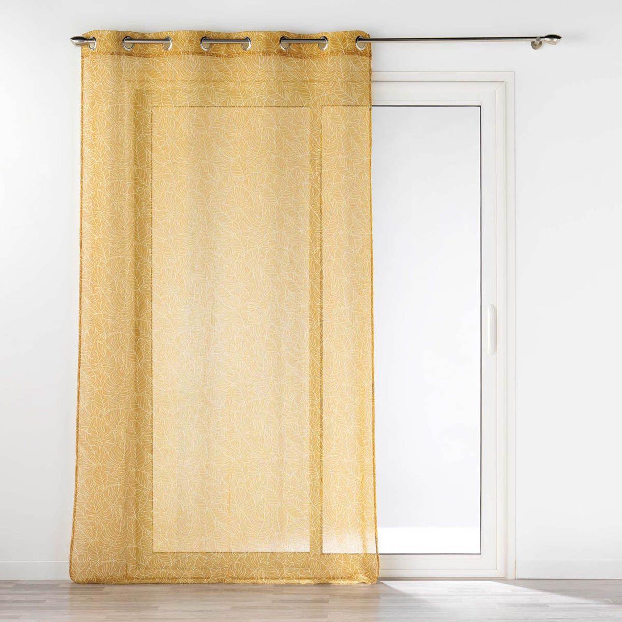 Douceur d'Intérieur Rideau voilage à œillets imprimé  solea  140x240cm jaune