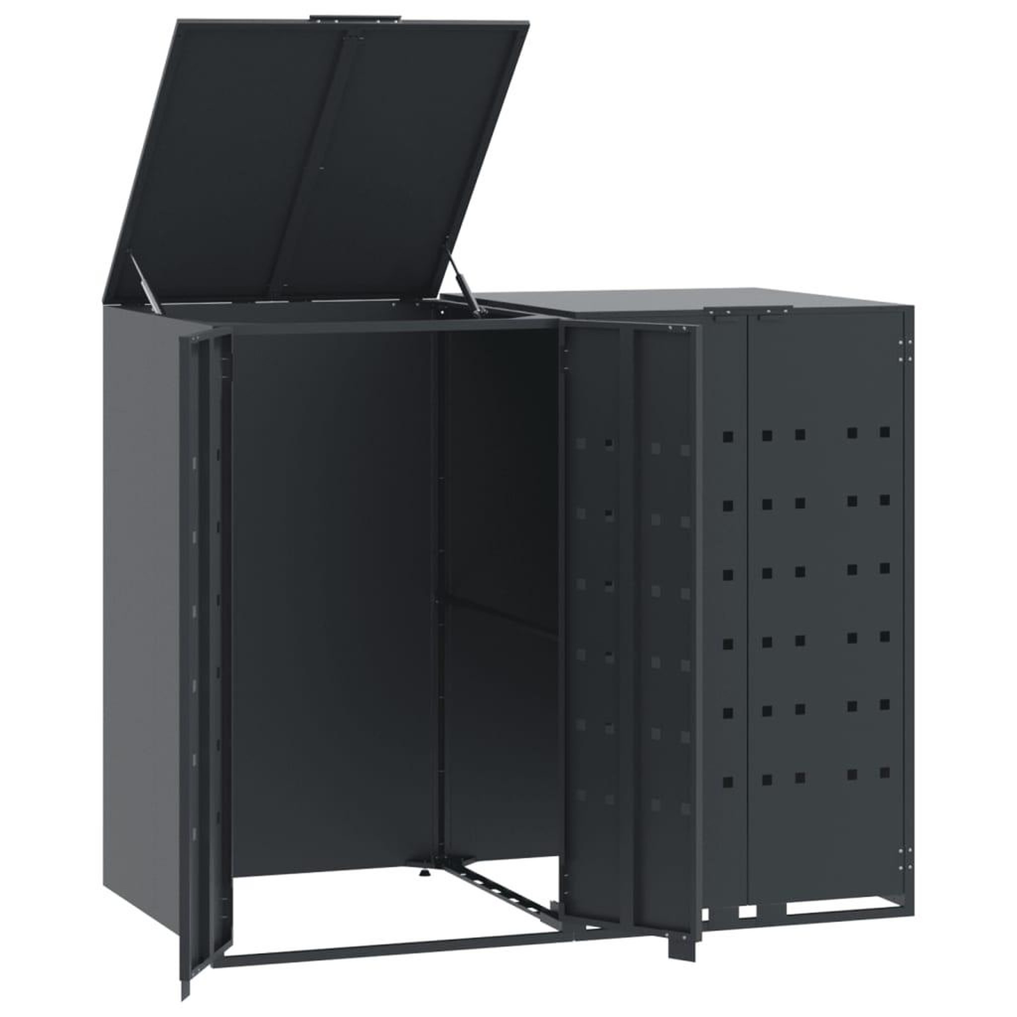 Voir la diapositive 2 : VIDAXL Rangement a roulettes pour poubelles pour 2 bacs anthracite