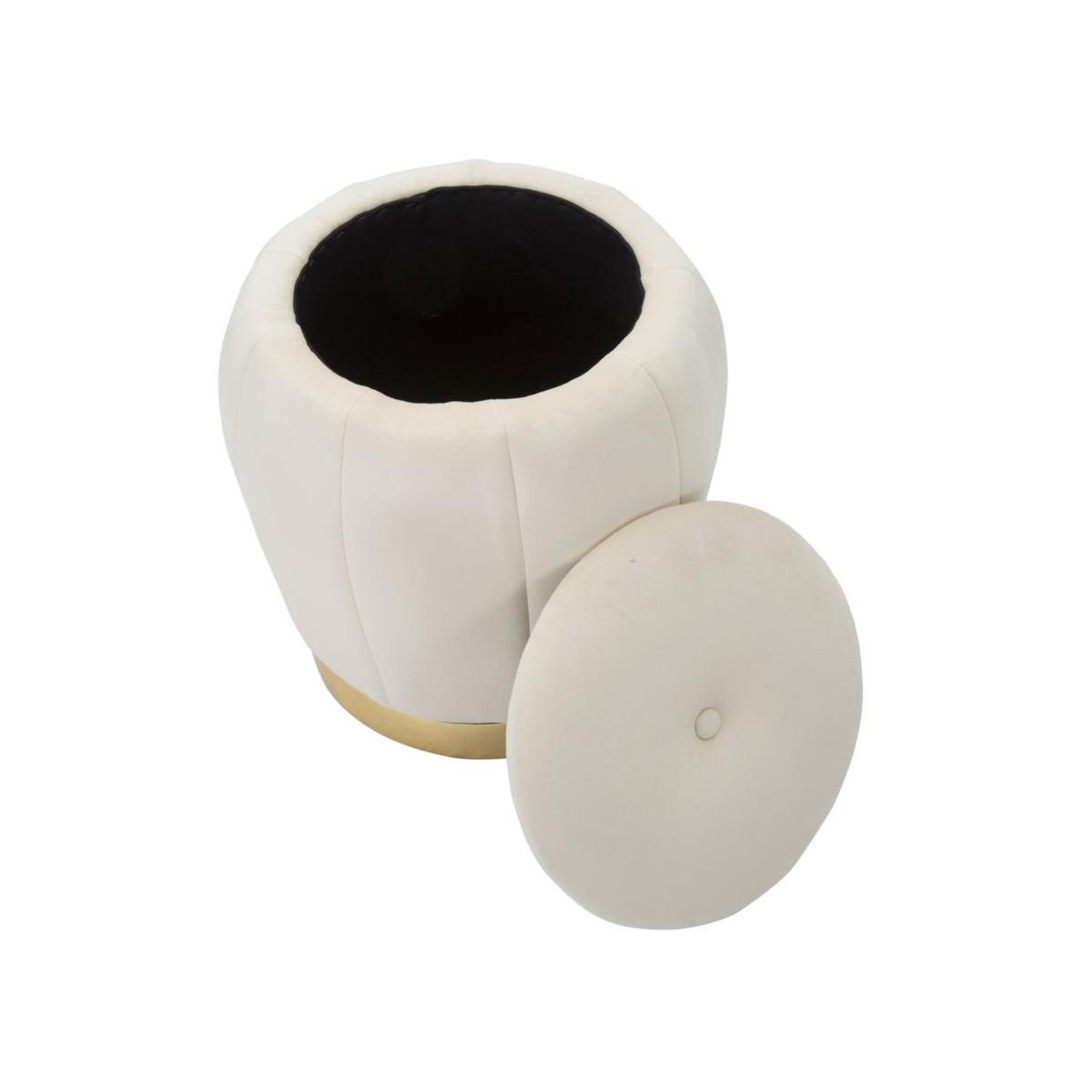 Voir la diapositive 4 : Paris Prix Pouf coffre rangement  paris  43cm crème & or