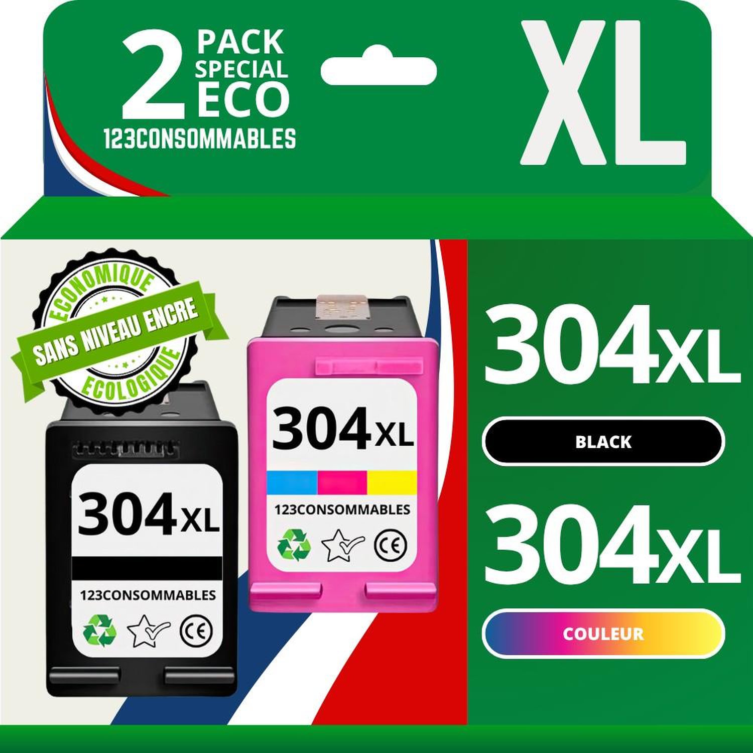 Pack 2 cartouches compatible avec HP 304 Sans niveau Neuf - vue 3
