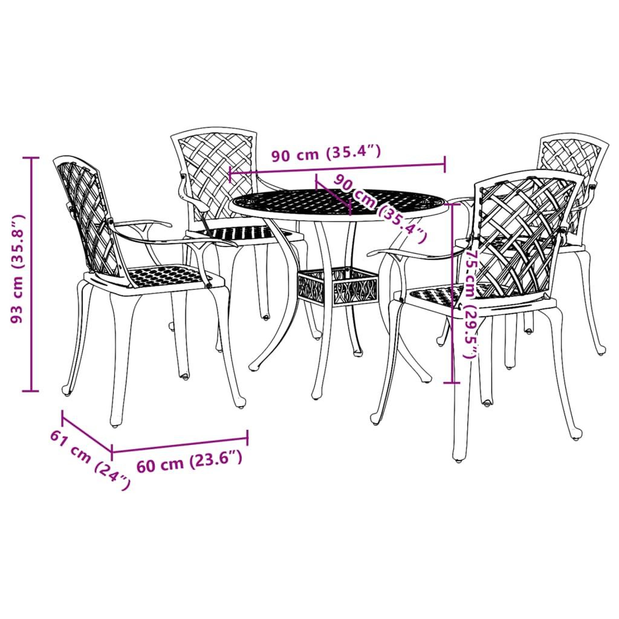 Voir la diapositive 6 : VIDAXL Ensemble a manger de jardin 5 pcs noir aluminium coule