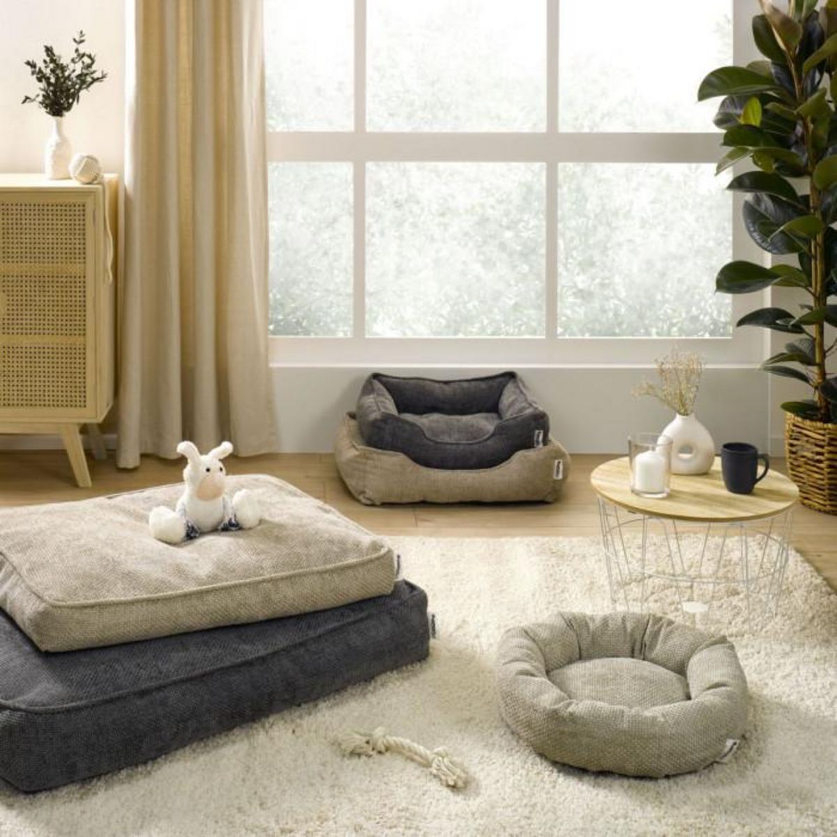 Paris Prix Panier pour Chien & Chat en Velours  Granit  65cm Gris