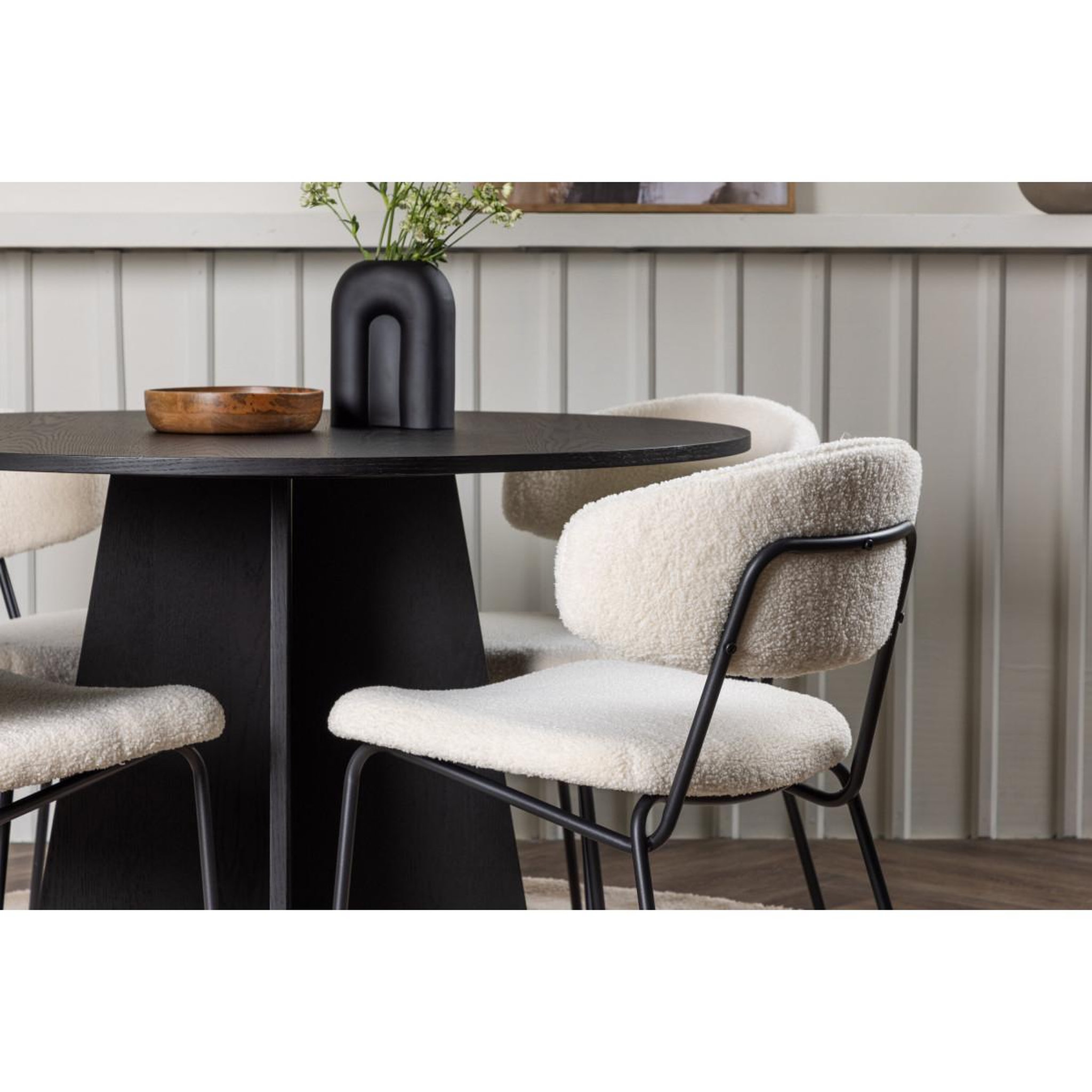 Voir la diapositive 4 : Paris Prix Ensemble table à manger & 4 chaises  bootcut & chico  110cm noir & blanc crème