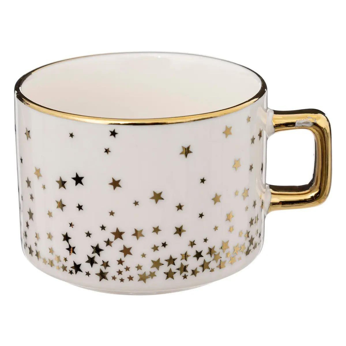 SECRET DE GOURMET Lot de 4 Mugs sur Rack  Etoiles  17cl Blanc & Bleu
