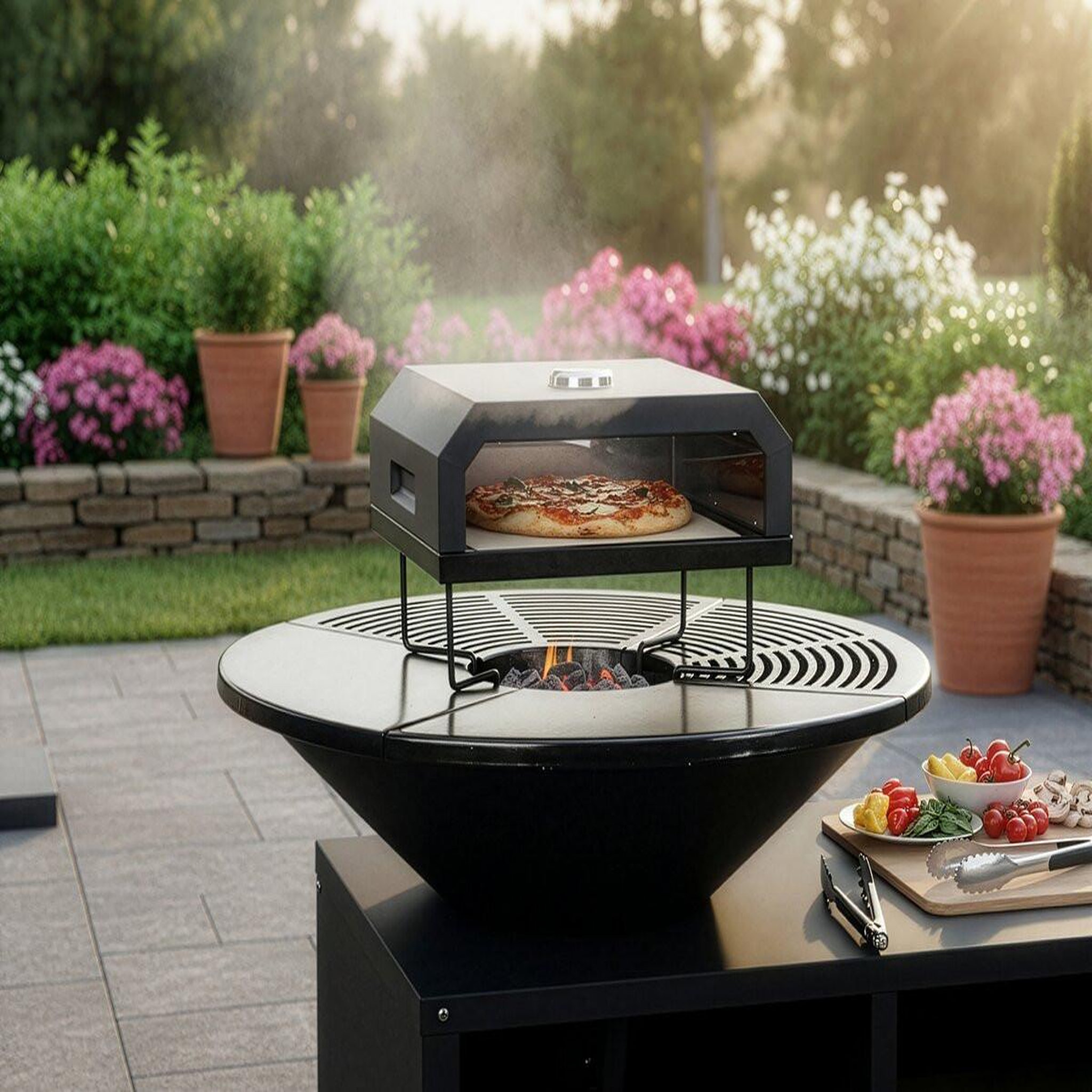 Voir la diapositive 2 : Habitat et Jardin Four à pizza pour barbecue  pizzello  - 40 x 35 x 28 cm - noir