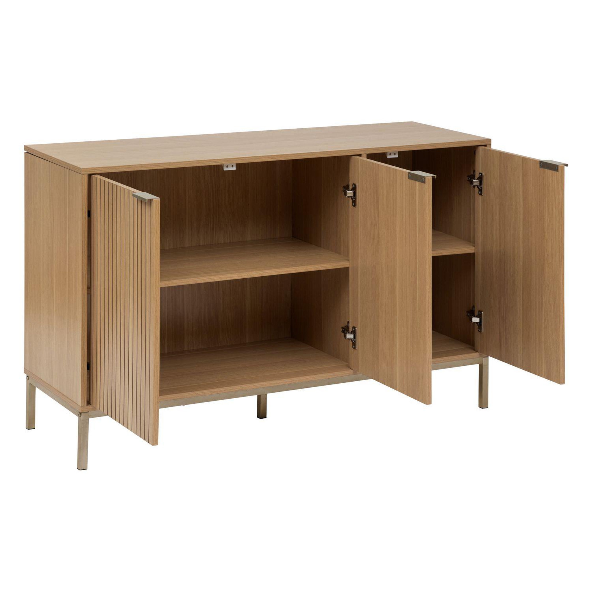 Voir la diapositive 4 : FIVE Buffet bas 3 portes en bois tasso - beige