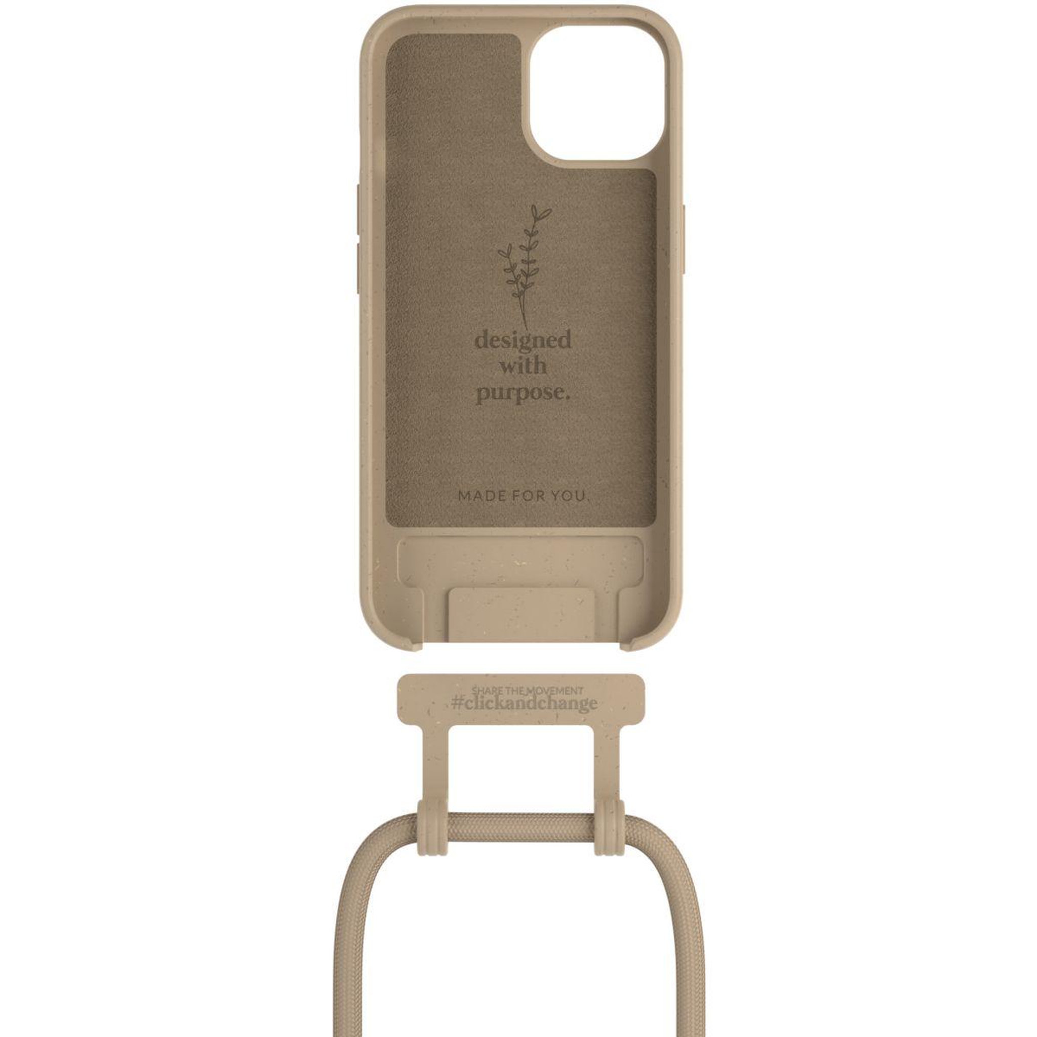 Voir la diapositive 4 : WOODCESSORIES Etui avec cordon iPhone 13 mini Tour de cou gris