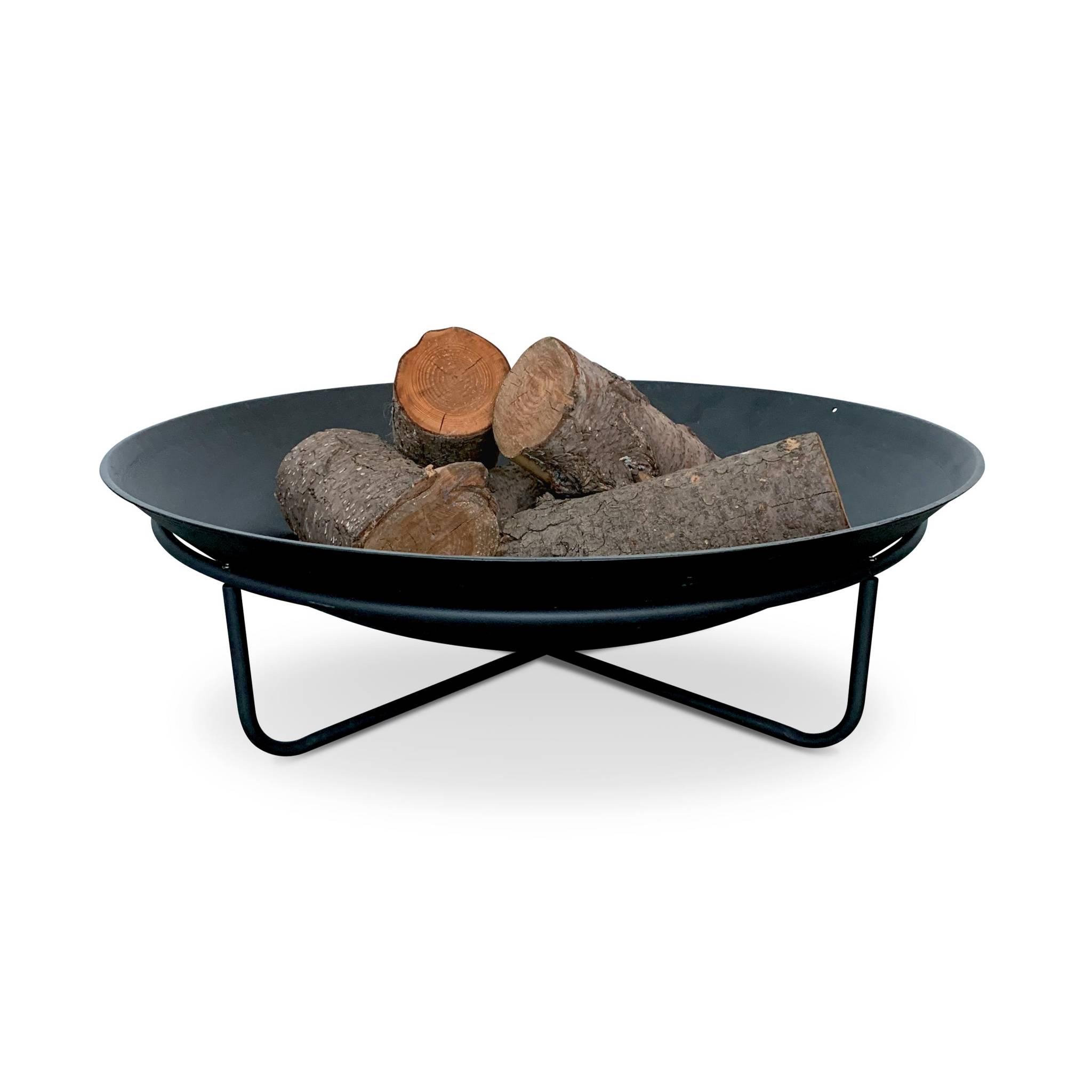 Voir la diapositive 1 : SWEEEK Braséro Ø90cm sur 4 pieds en fonte noir – BROMO - pieds en acier. design épuré