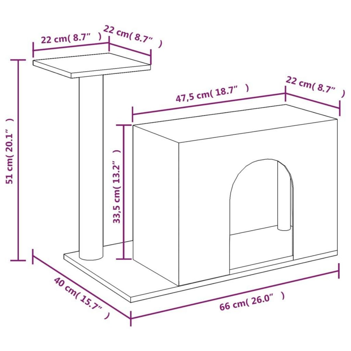 VIDAXL Arbre a chat avec griffoir en sisal Creme 51 cm