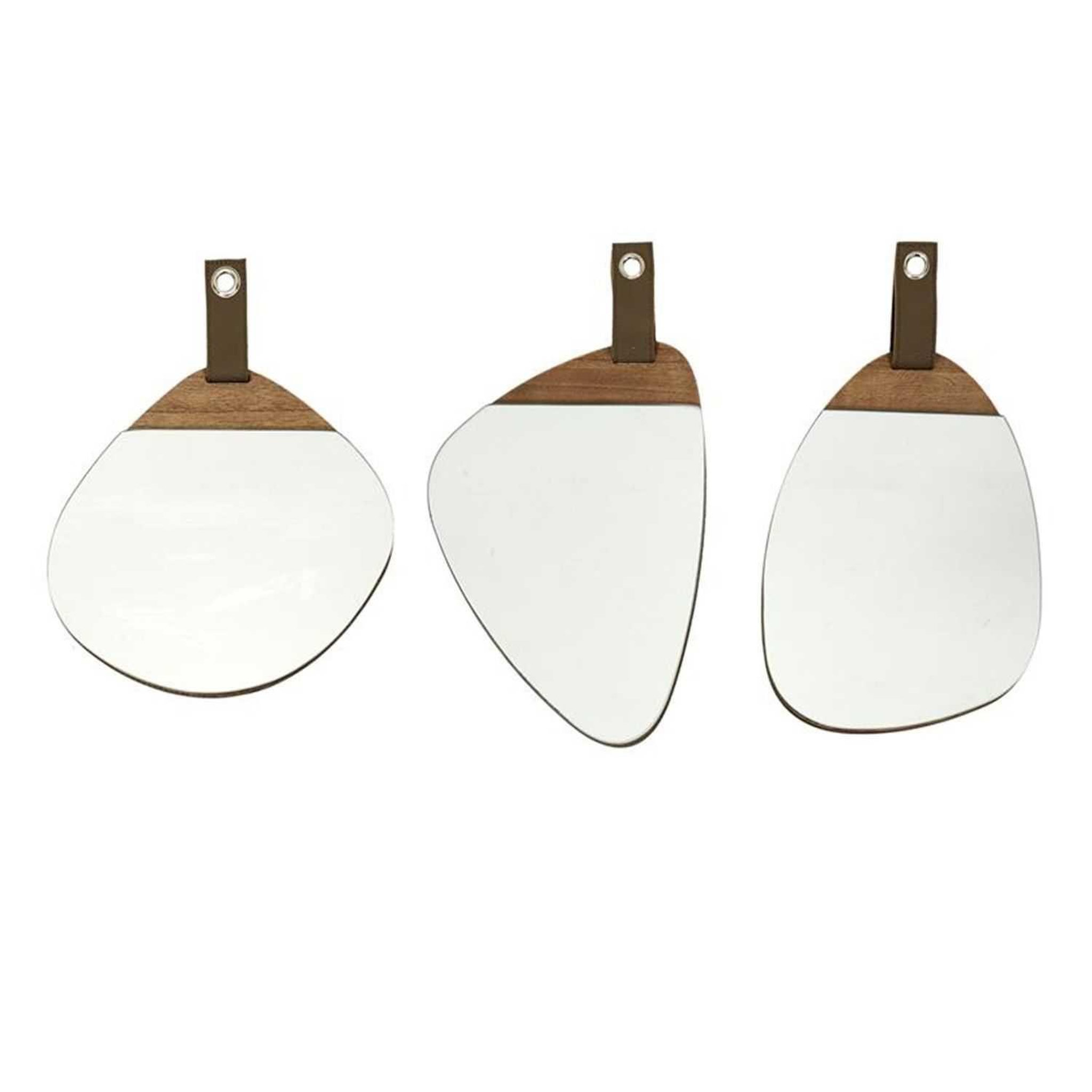 Voir la diapositive 1 : TOILINUX Lot de 3 miroirs avec détail effet bois en MDF - Marron