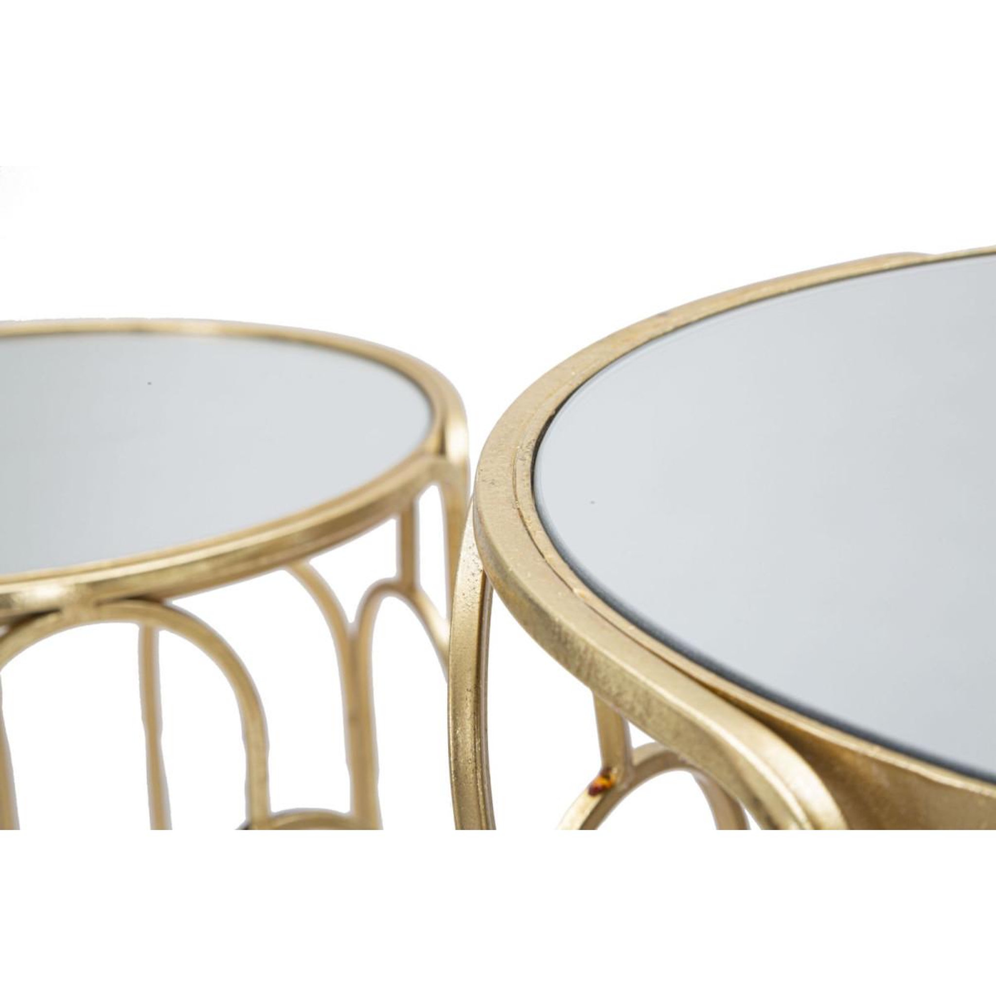 Voir la diapositive 5 : Paris Prix Lot de 2 tables d'appoint gigogne ronde  arty  70cm or