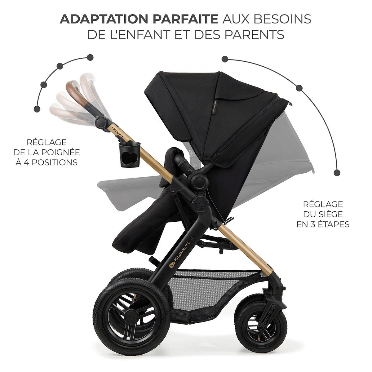 KINDERKRAFT Poussette 4en1 moov 2 pratique et confortable