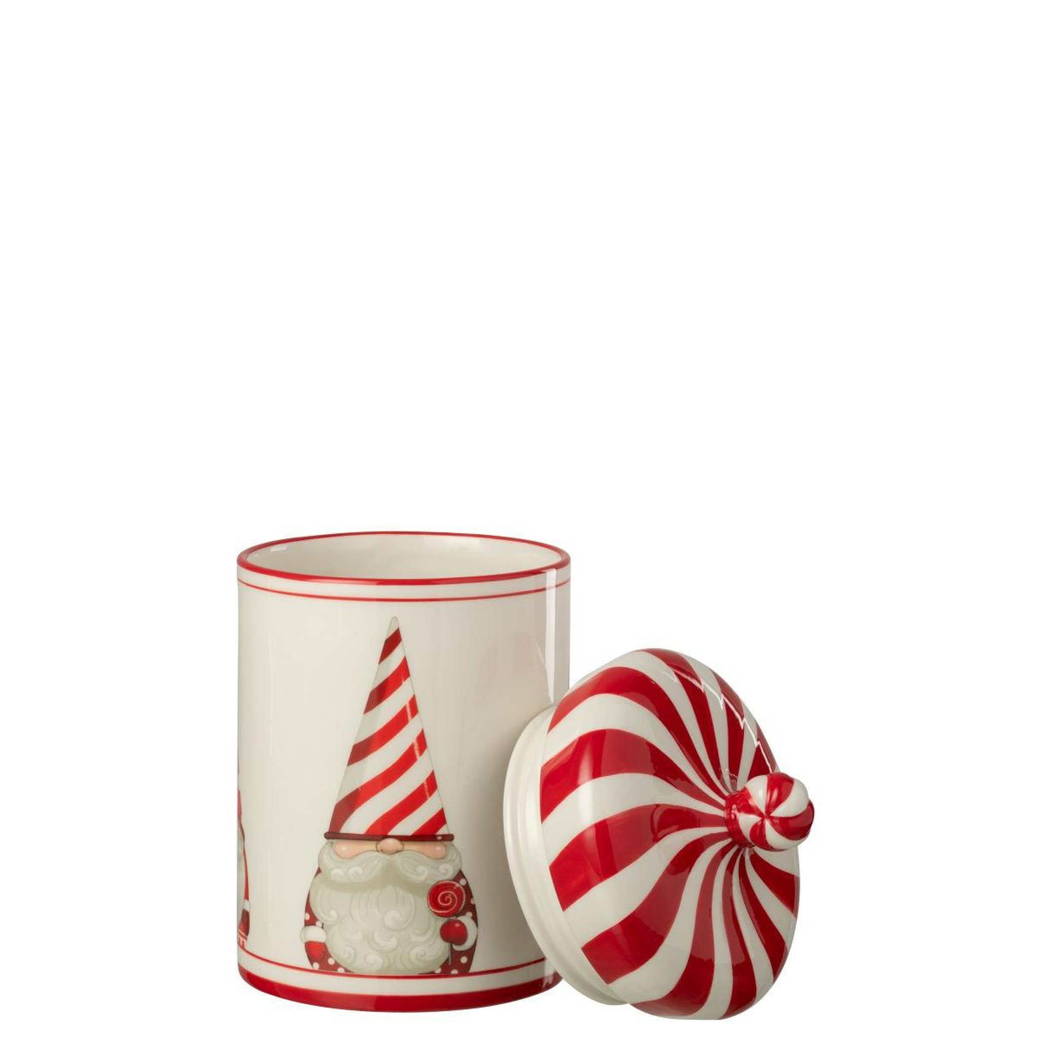Voir la diapositive 2 : J-LINE Boîte déco en dolomite  père noël  26cm rouge