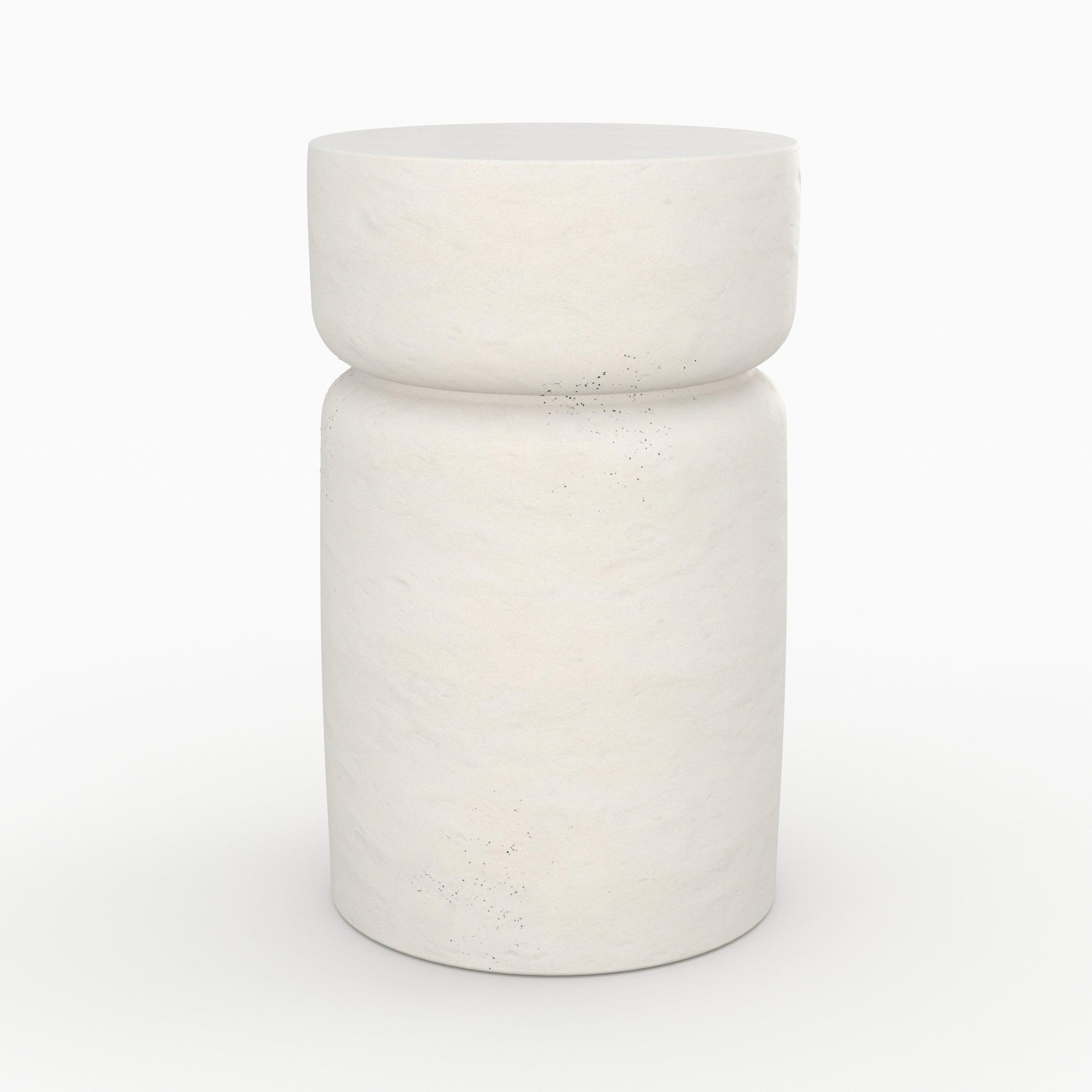 MAISON PAVANE Table d'appoint ronde blanche en fibre d'argile effet béton D30 cm-Tahiti